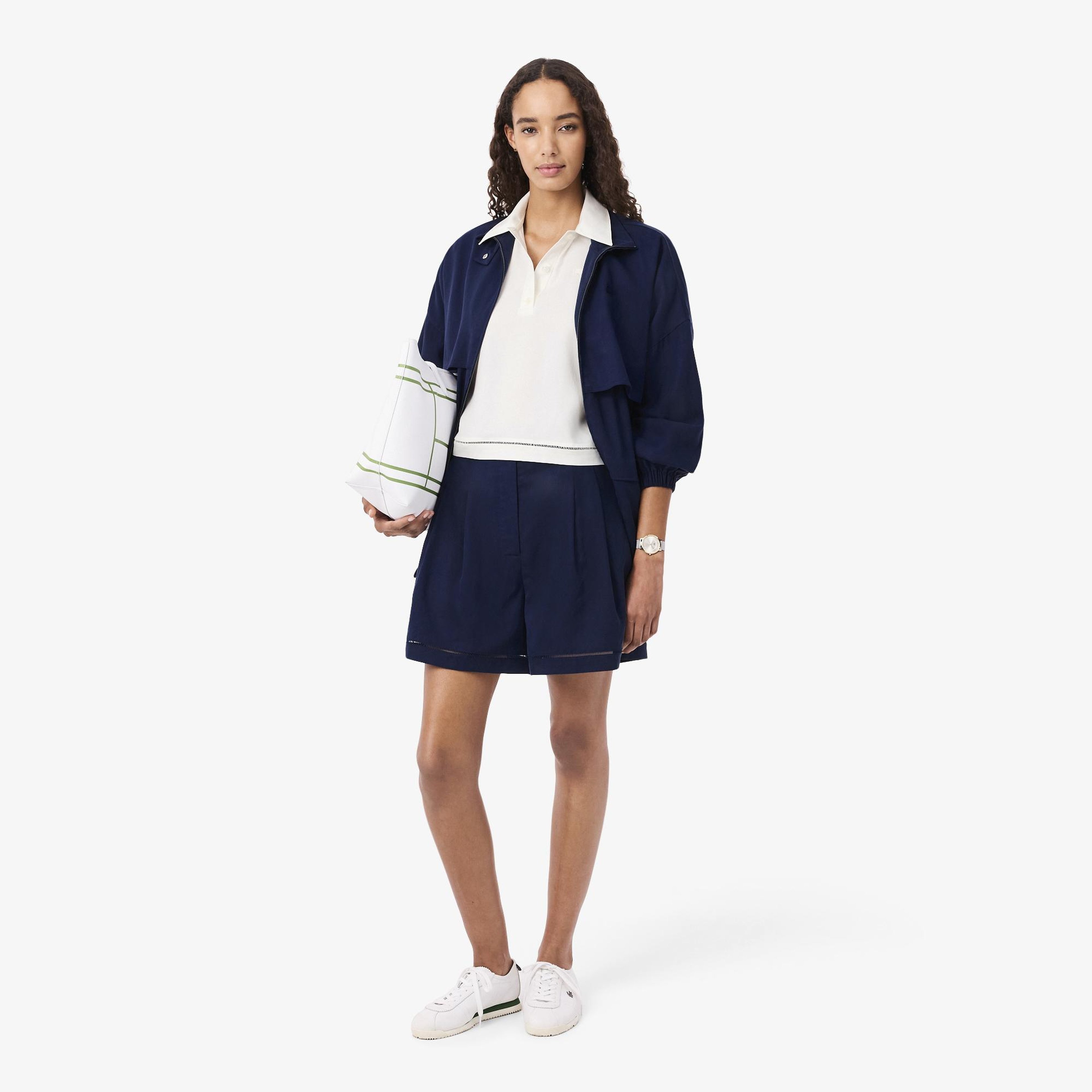 Kadın Oversize Fit Truvakar Kollu Beyaz Polo