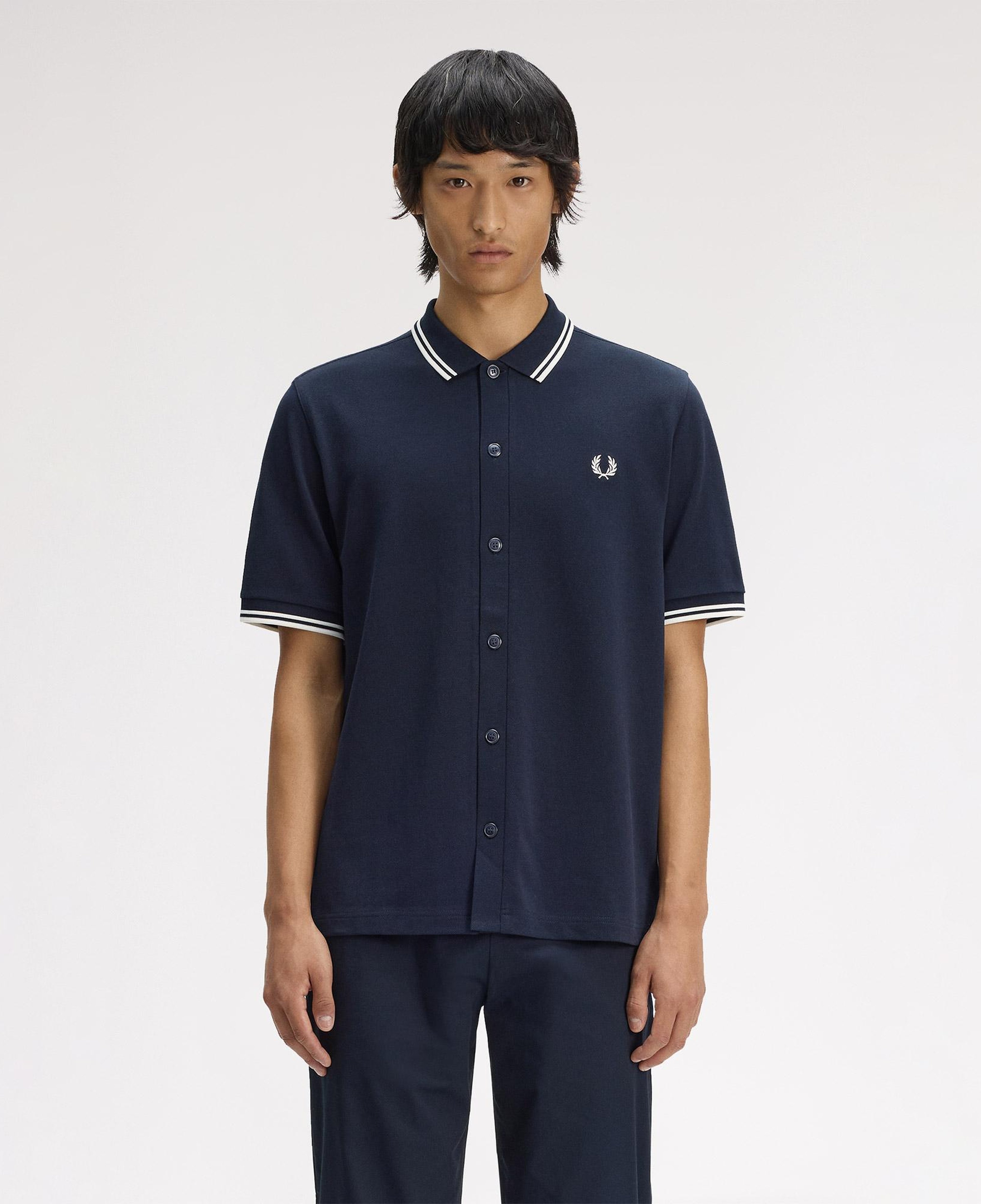 Fred Perry Button Through Erkek Lacivert Polo