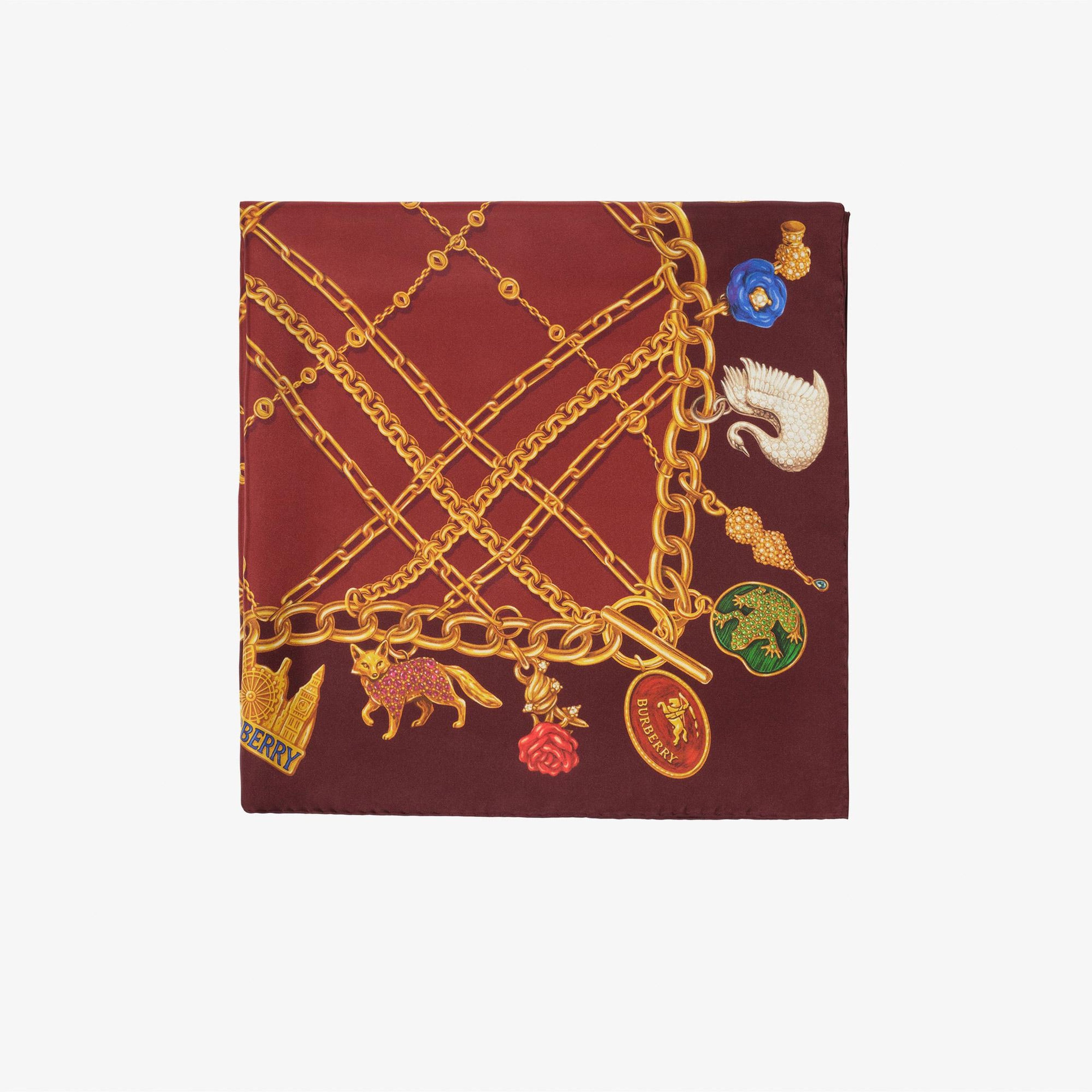 Burberry Check Charm Silk Squ Kadın Kırmızı Eşarp