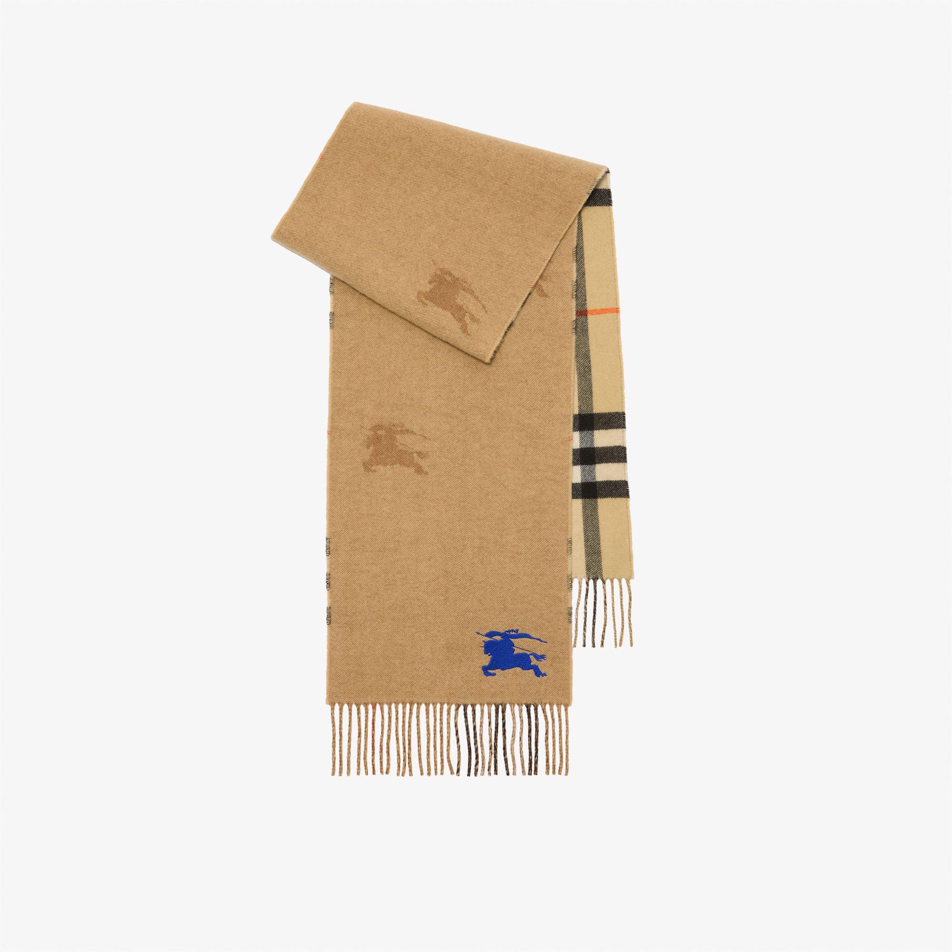 Burberry Reversible EKD Check Cashmere Kadın Bej Atkı