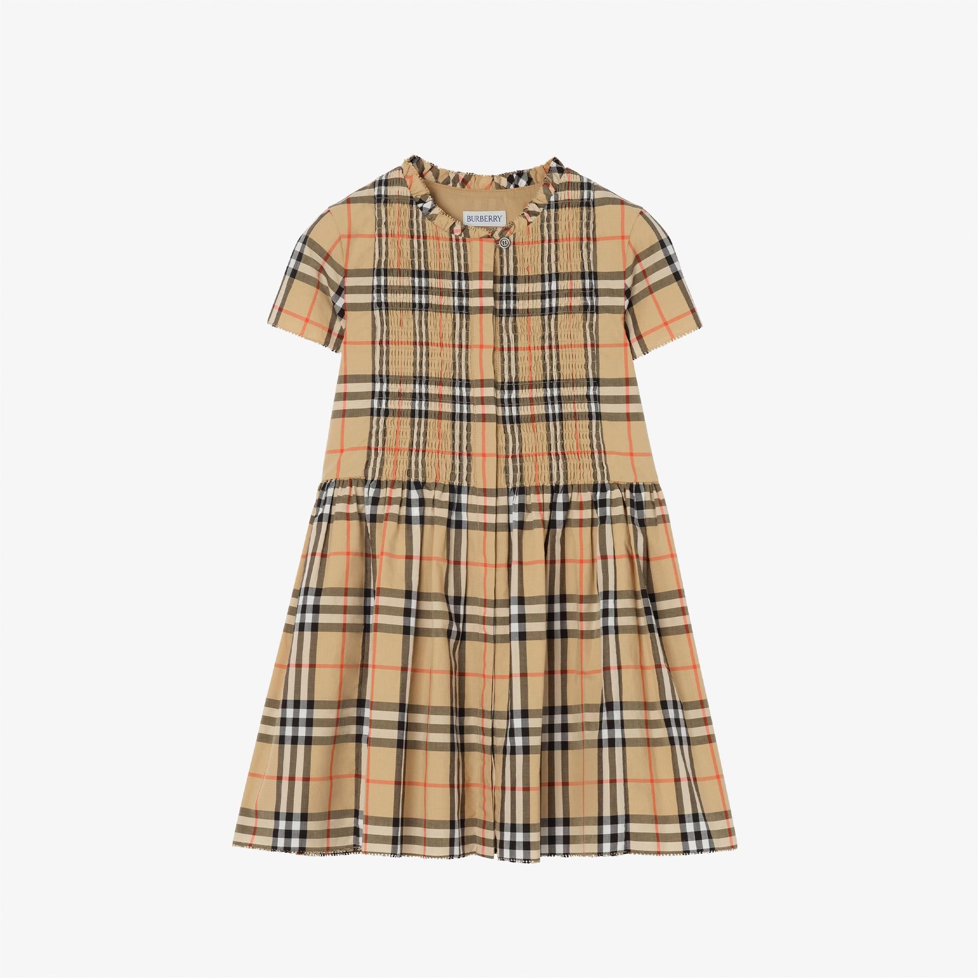 Burberry Rose Check Çocuk Bej Elbise