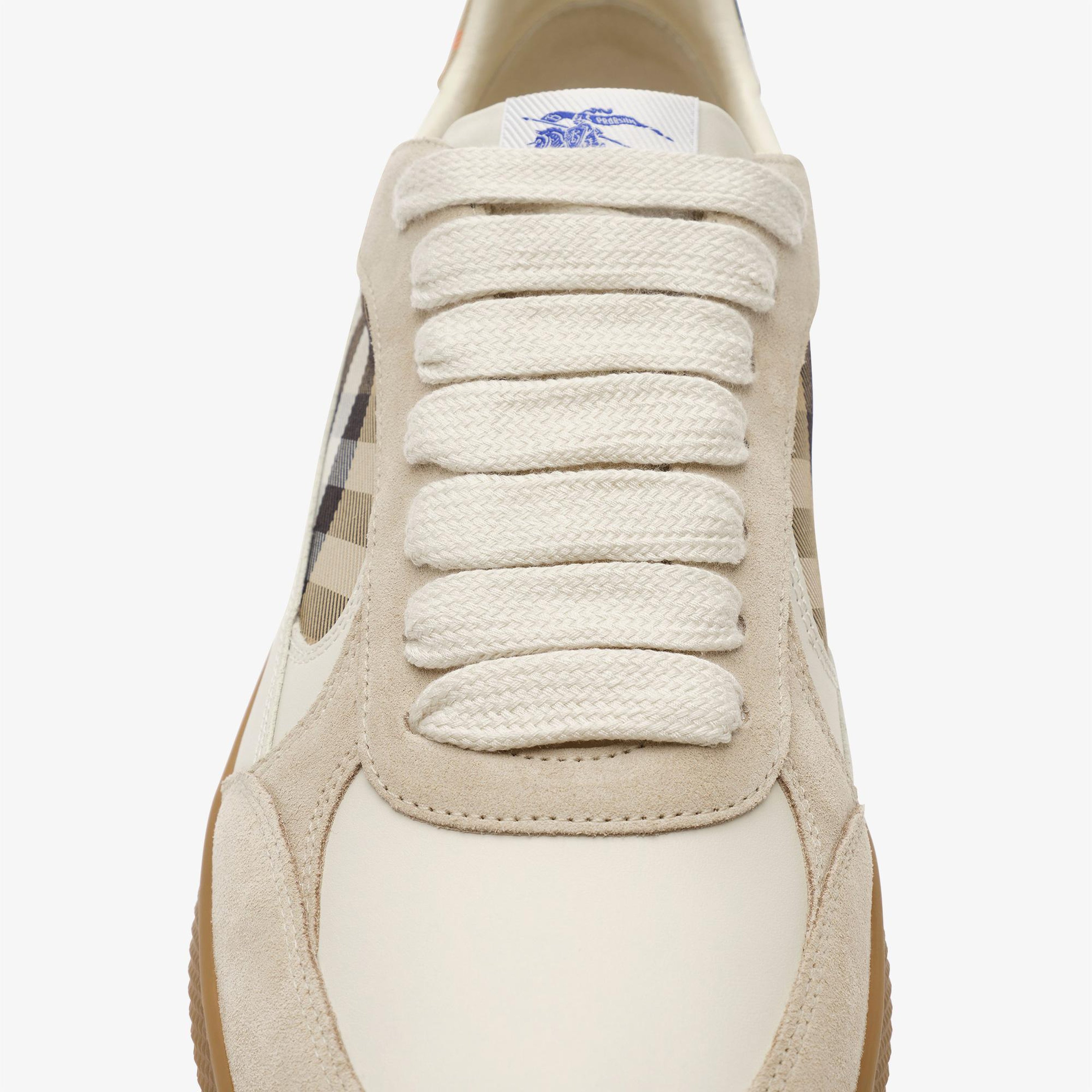 Burberry New Terrace Mix Erkek Krem Sneaker
