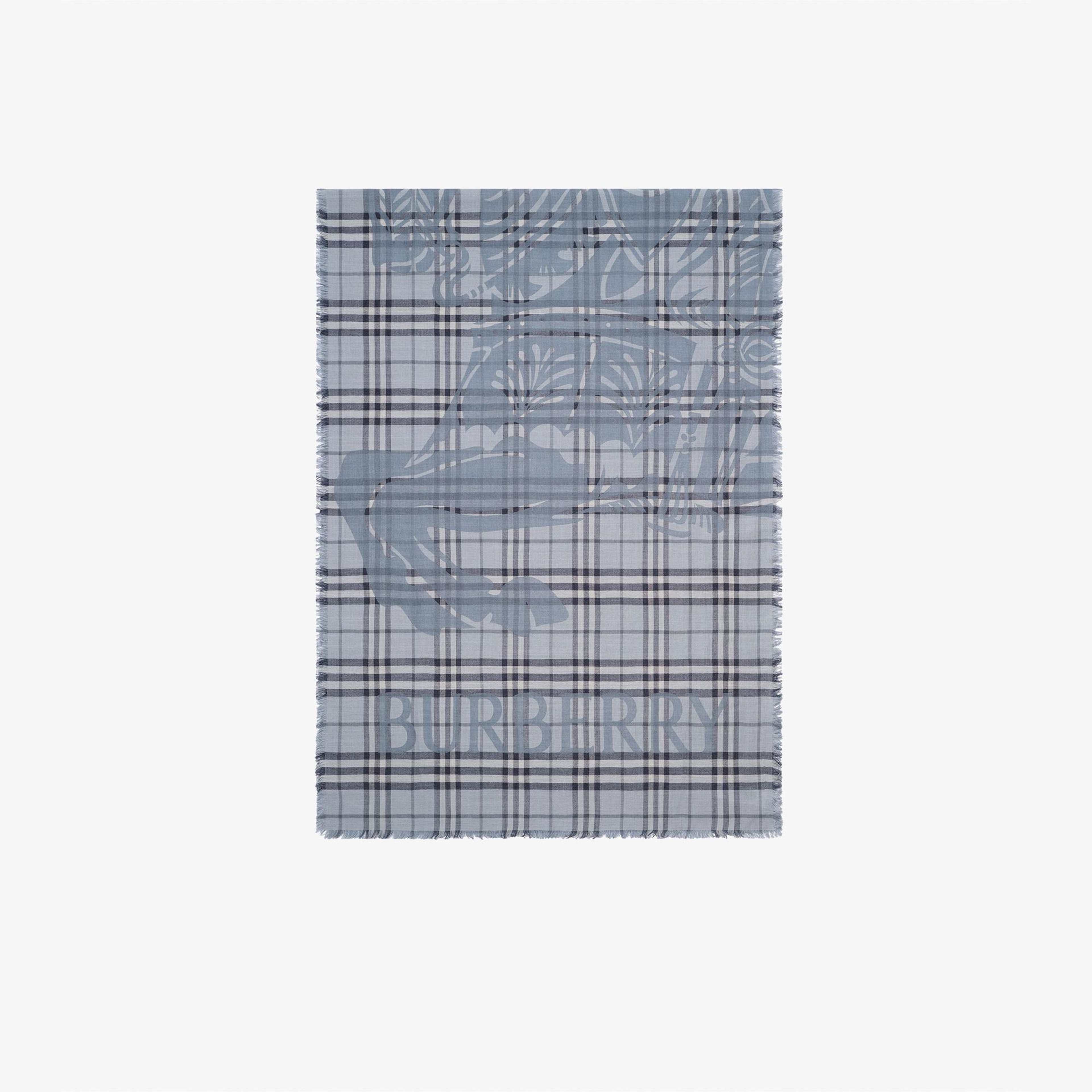 Burberry 200X70 Ekd Check Kadın Mavi Atkı