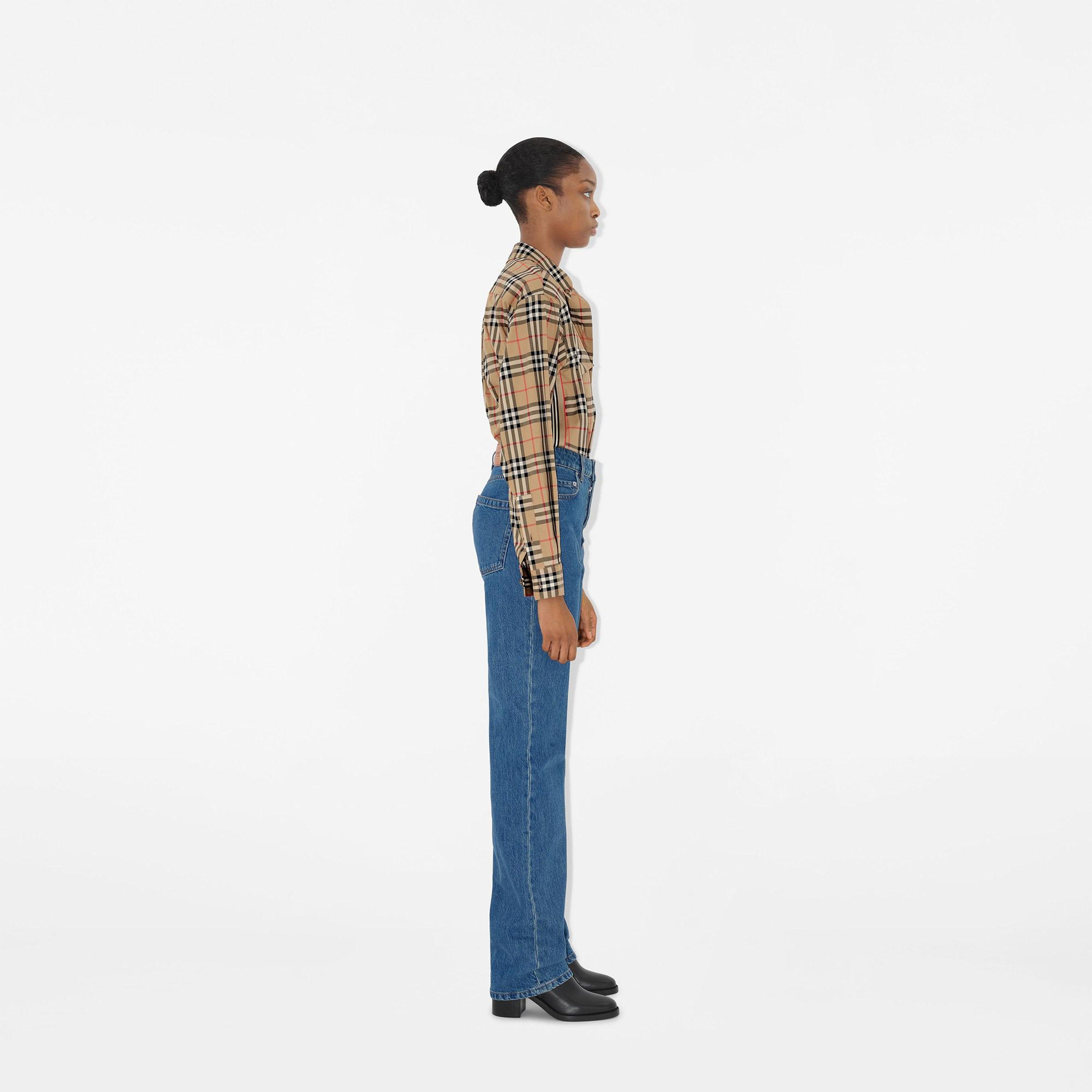 Burberry Relaxed Fit Check Cotton Kadın Bej Gömlek