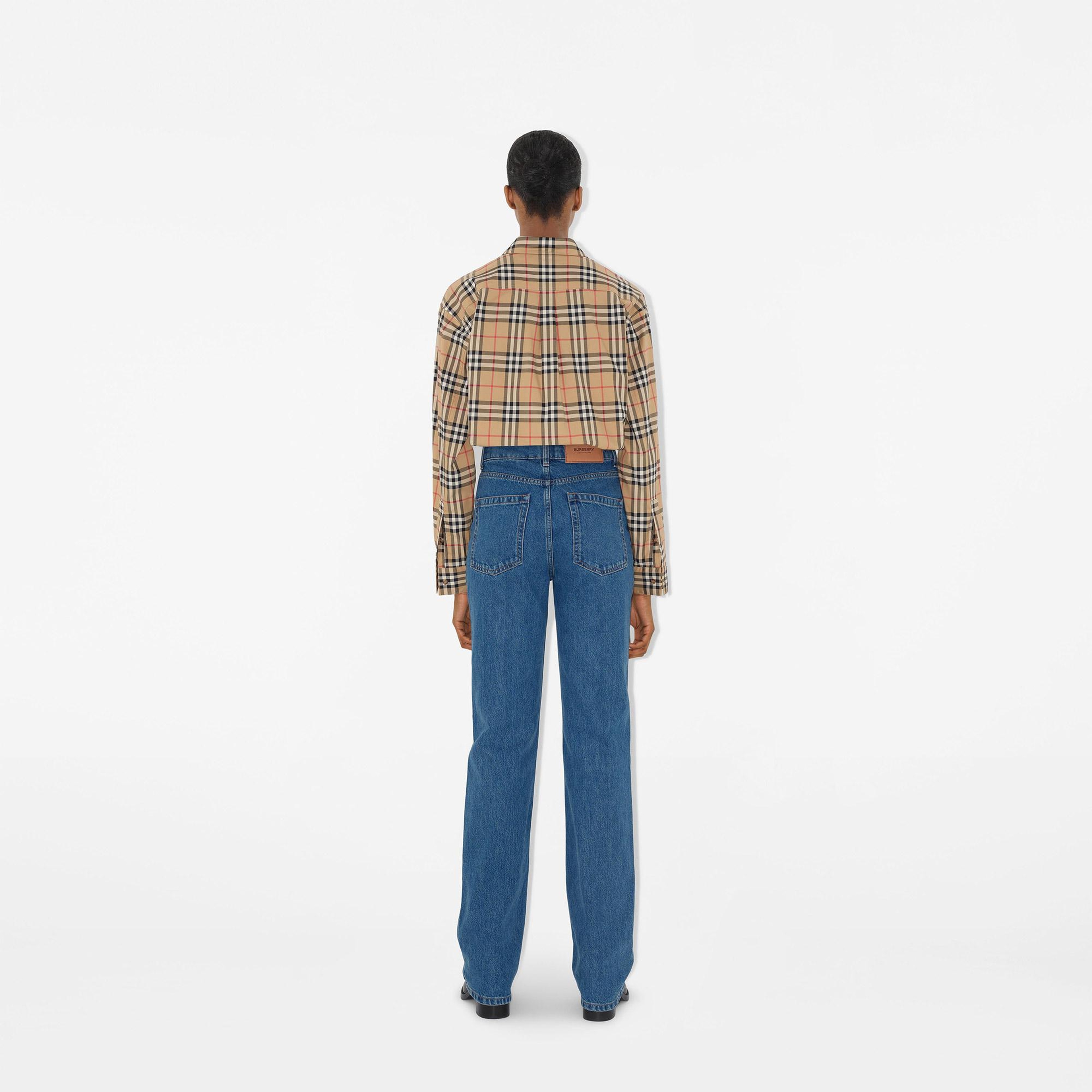 Burberry Relaxed Fit Check Cotton Kadın Bej Gömlek