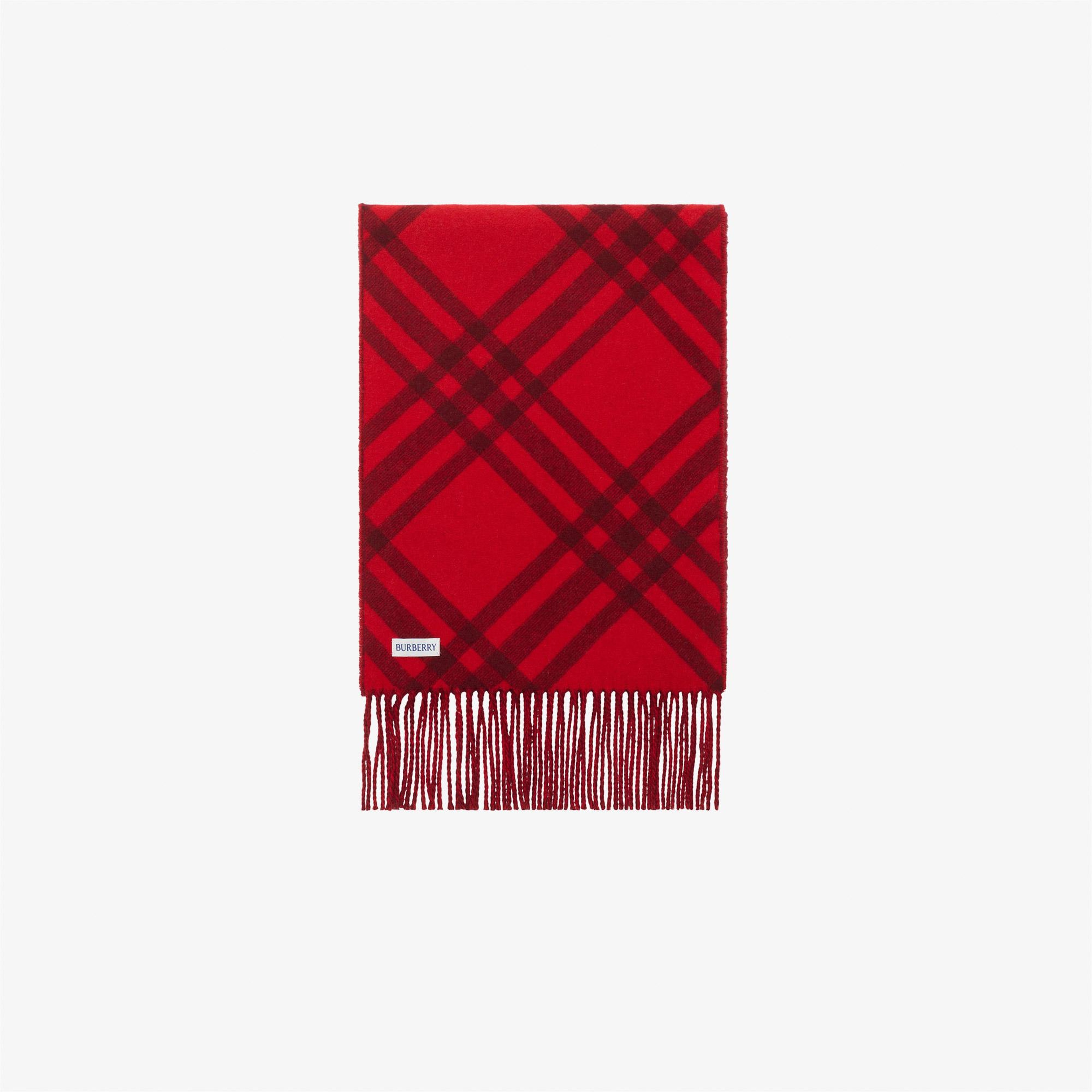Burberry 168X30 Tbar Bias Check Kadın Kırmızı Atkı