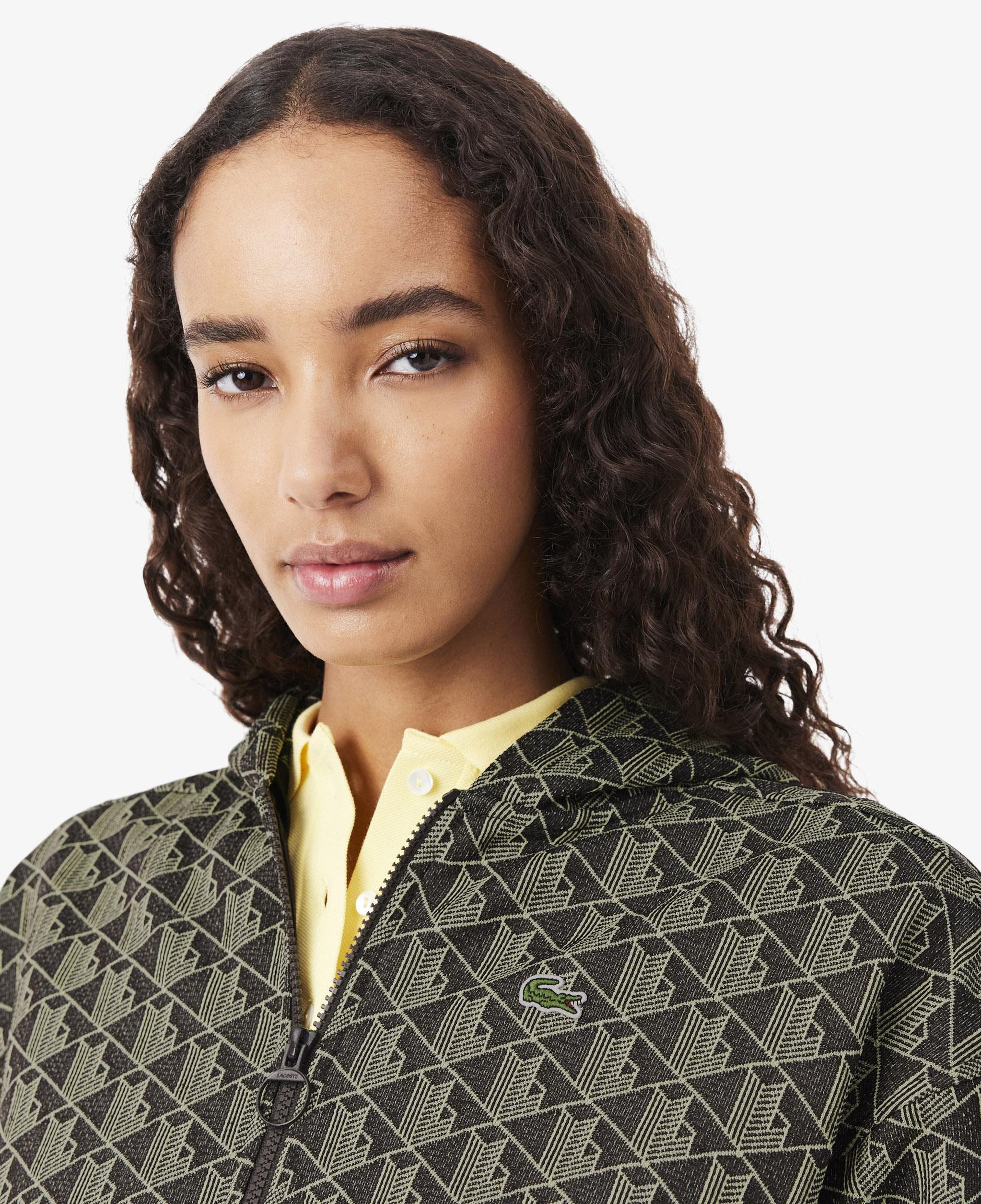 Kadın Regular Fit Fermuarlı Monogram Kahverengi Sweatshirt