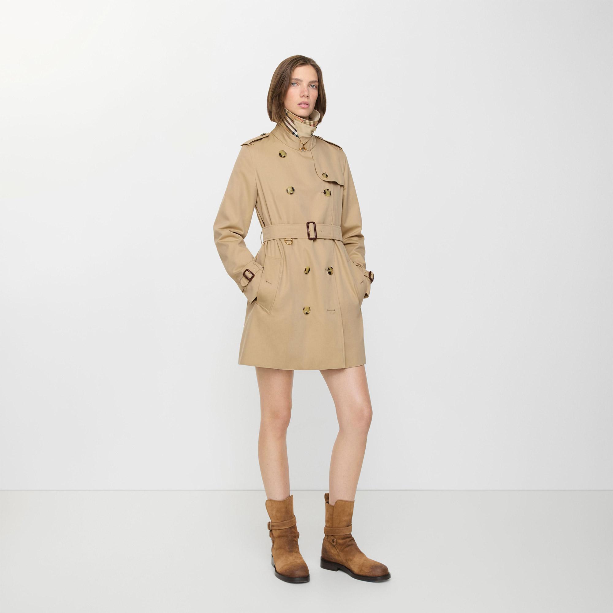 Burberry Short Kensington Heritage Kadın Bej Trençkot