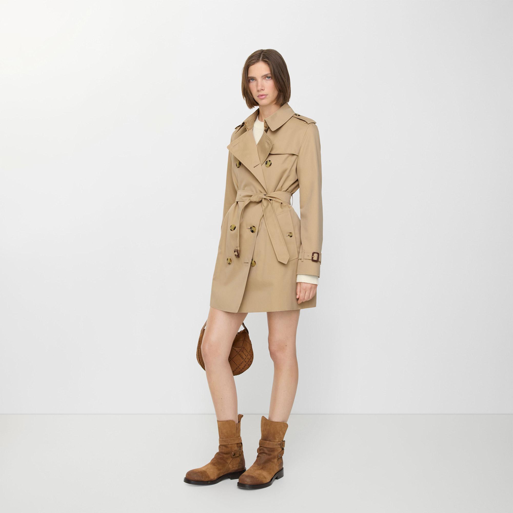 Burberry Short Kensington Heritage Kadın Bej Trençkot