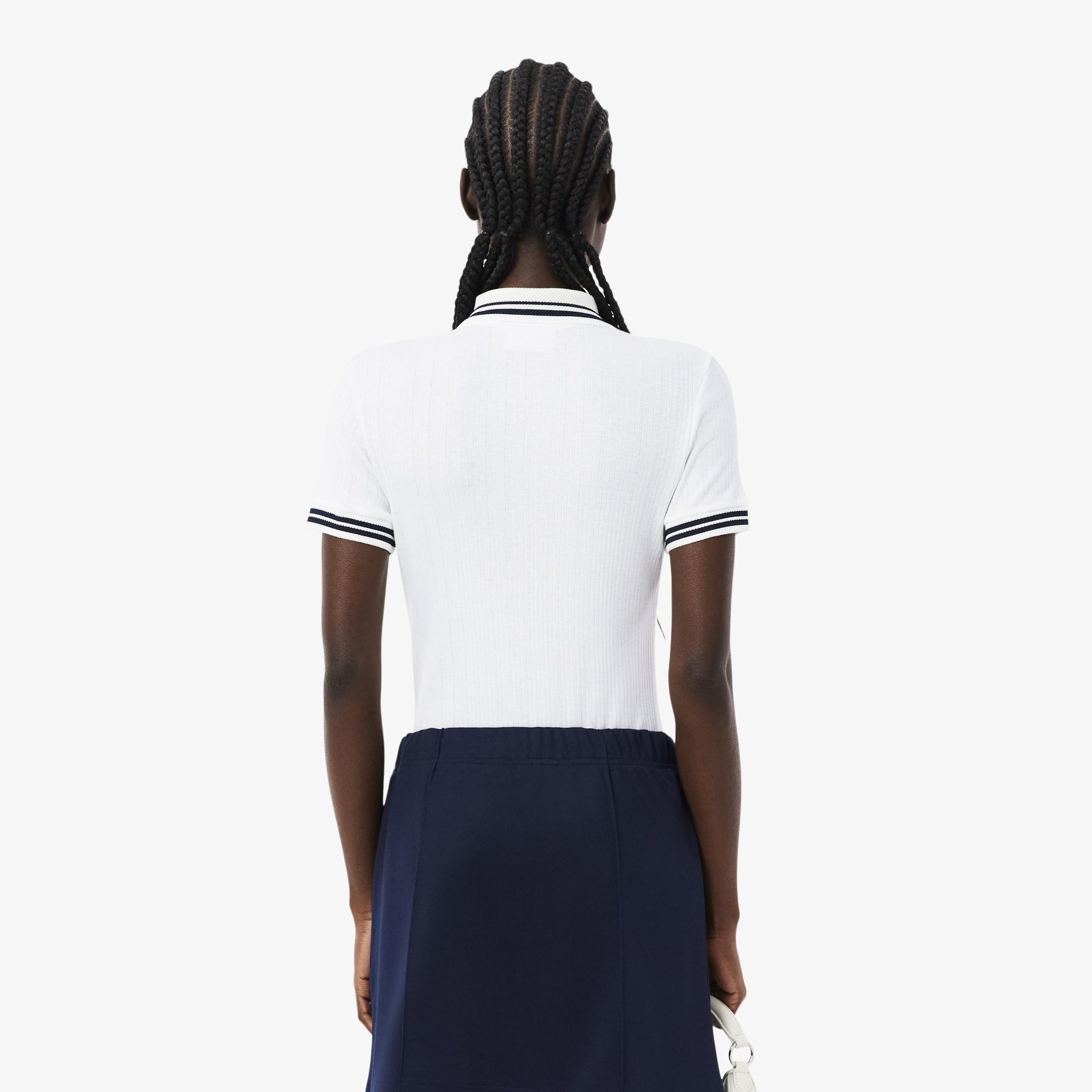 Kadın Slim Fit Beyaz Polo