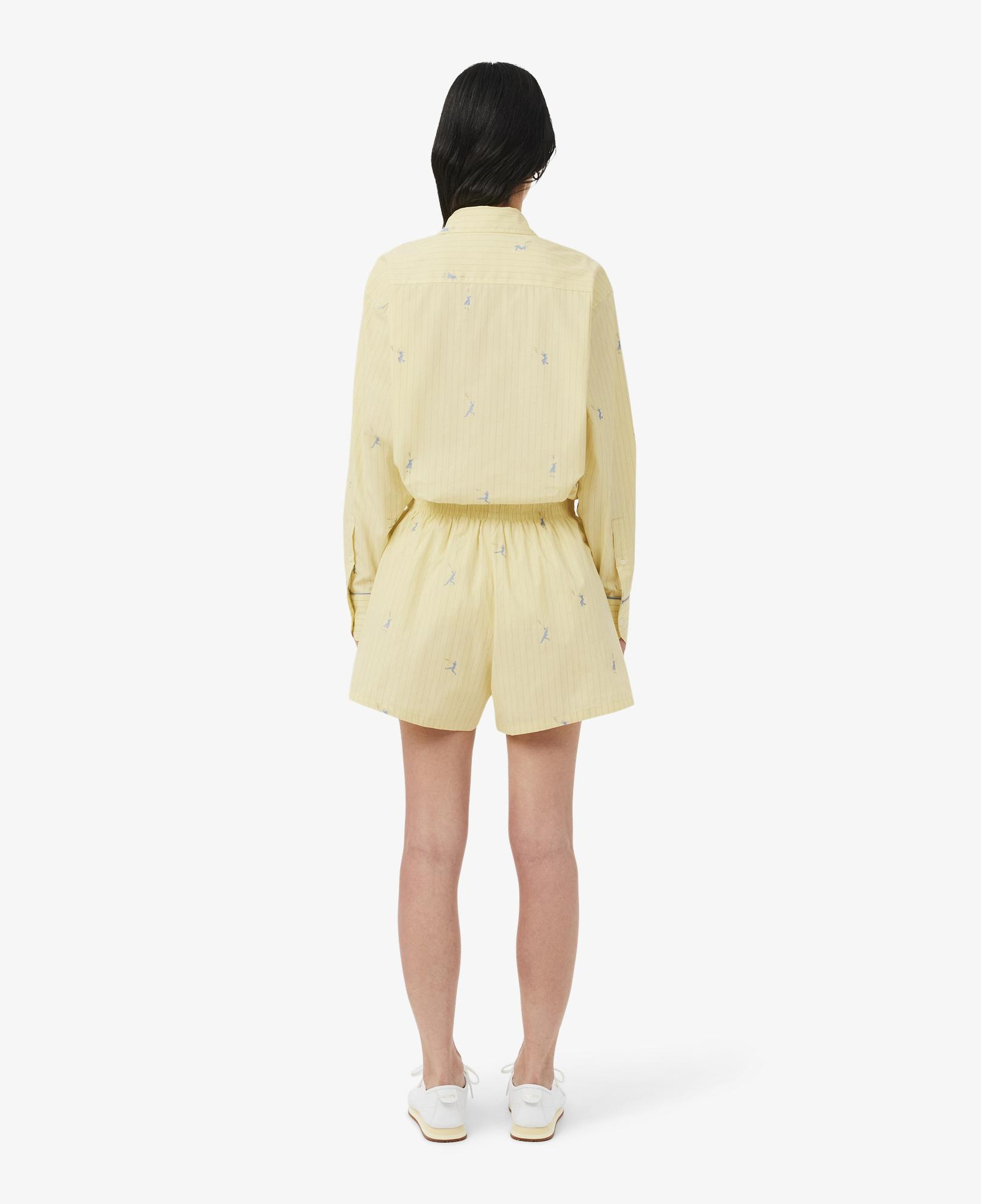 Kadın Oversize Fit Çizgili Sarı Şort