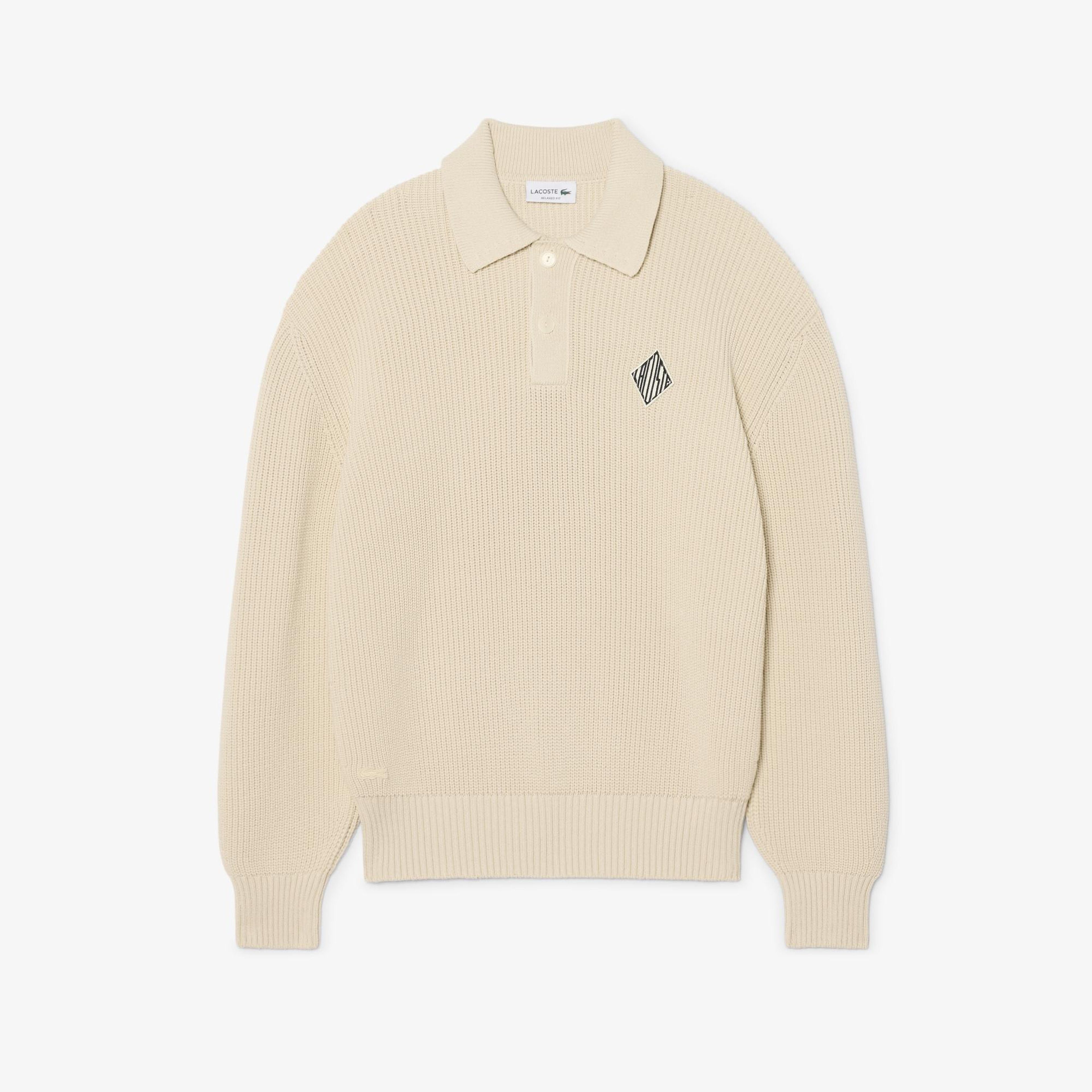 Erkek Relaxed Fit Polo Yaka Bej Kazak