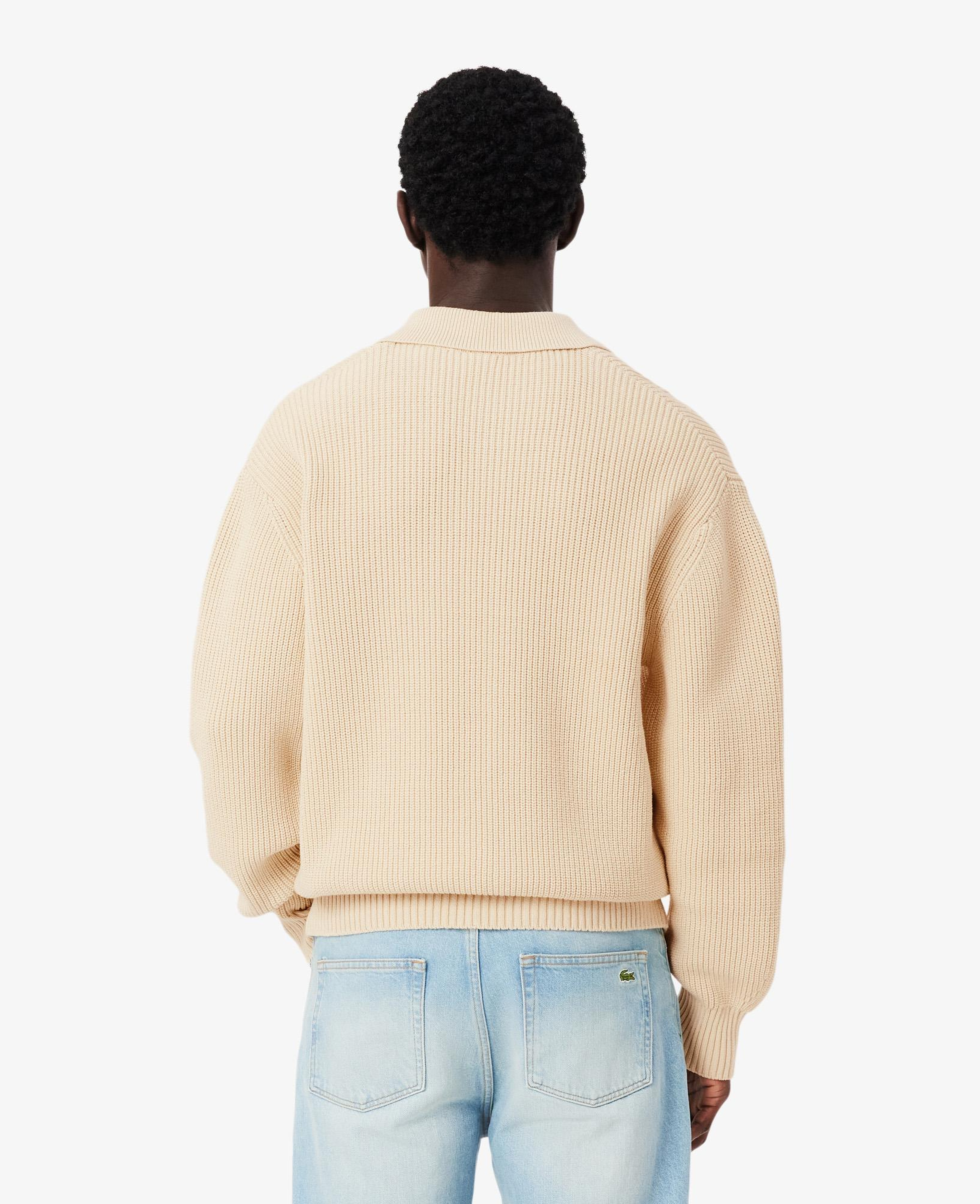 Erkek Relaxed Fit Polo Yaka Bej Kazak