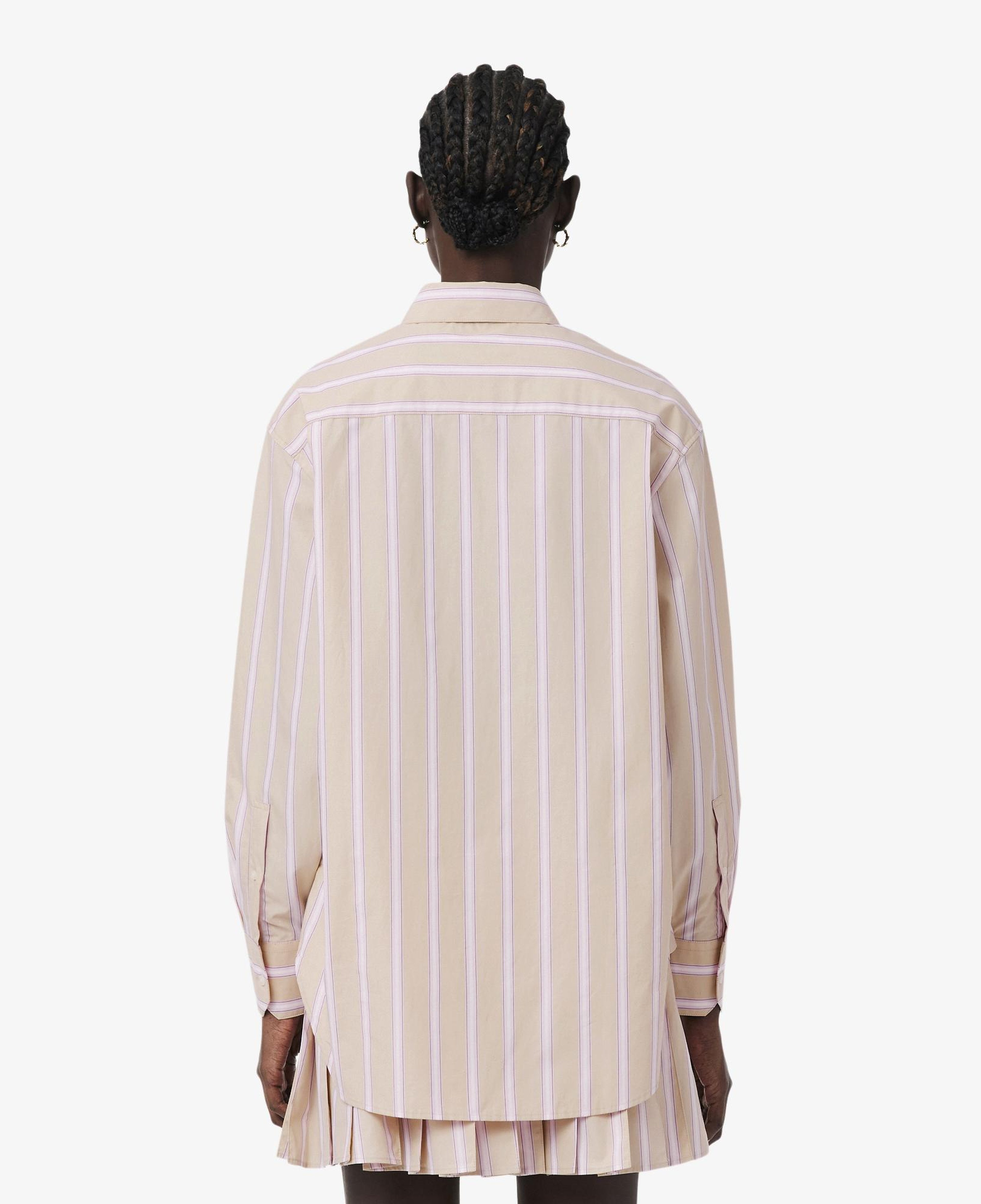 Kadın Oversize Fit Çizgili Pembe Gömlek