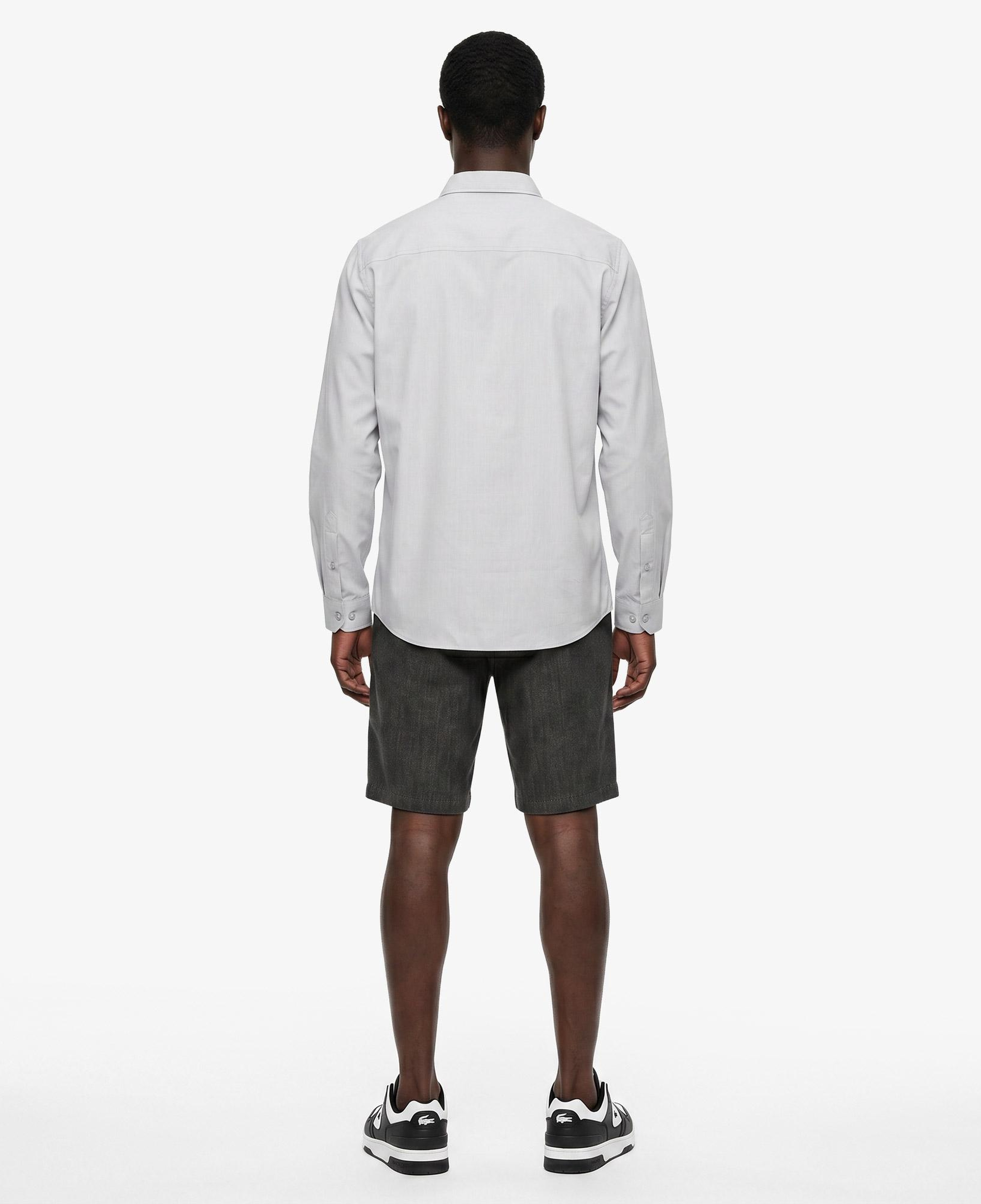 Erkek Slim Fit Düğmeli Yaka Gri Gömlek