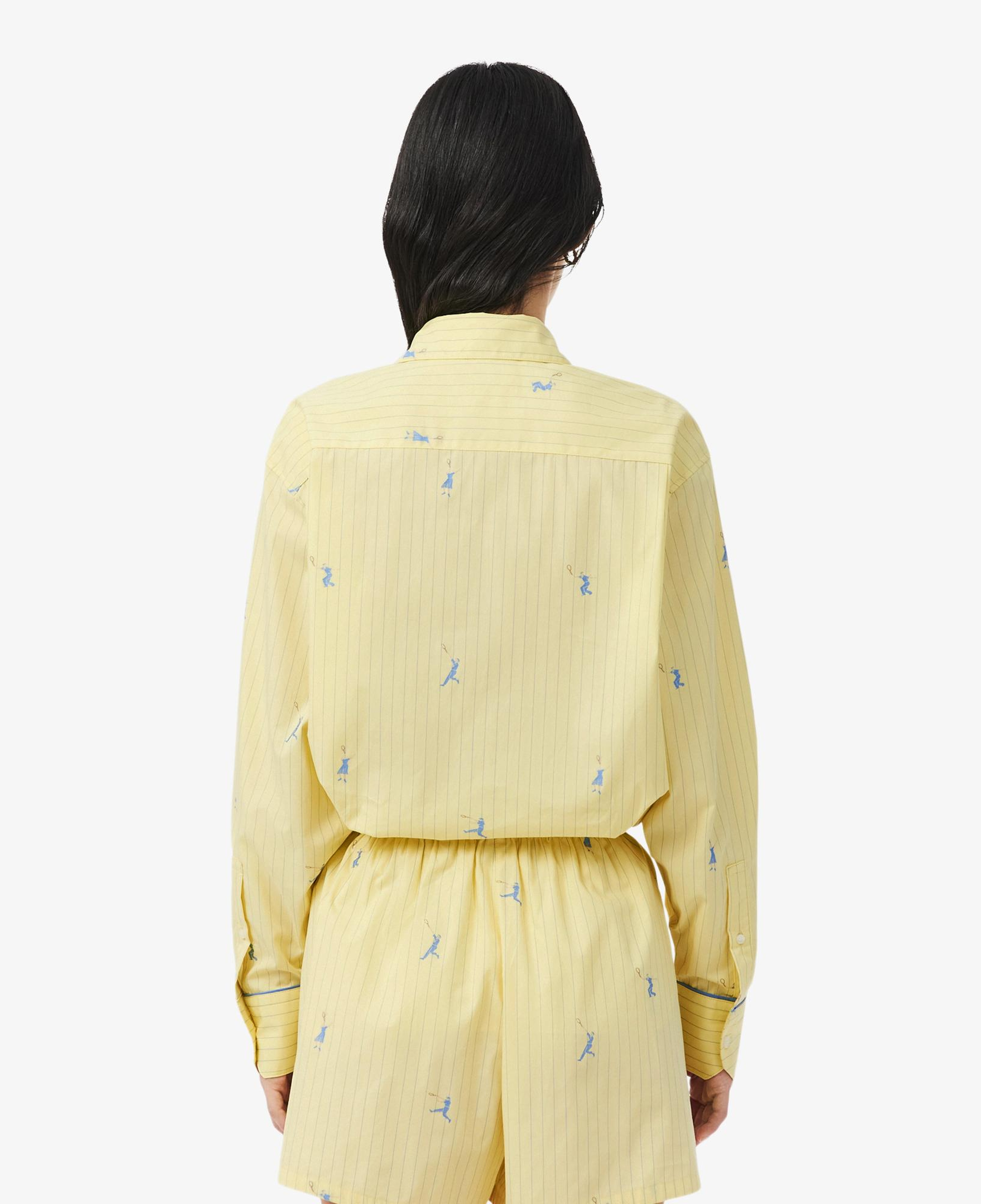 Kadın Oversize Fit Çizgili Sarı Gömlek