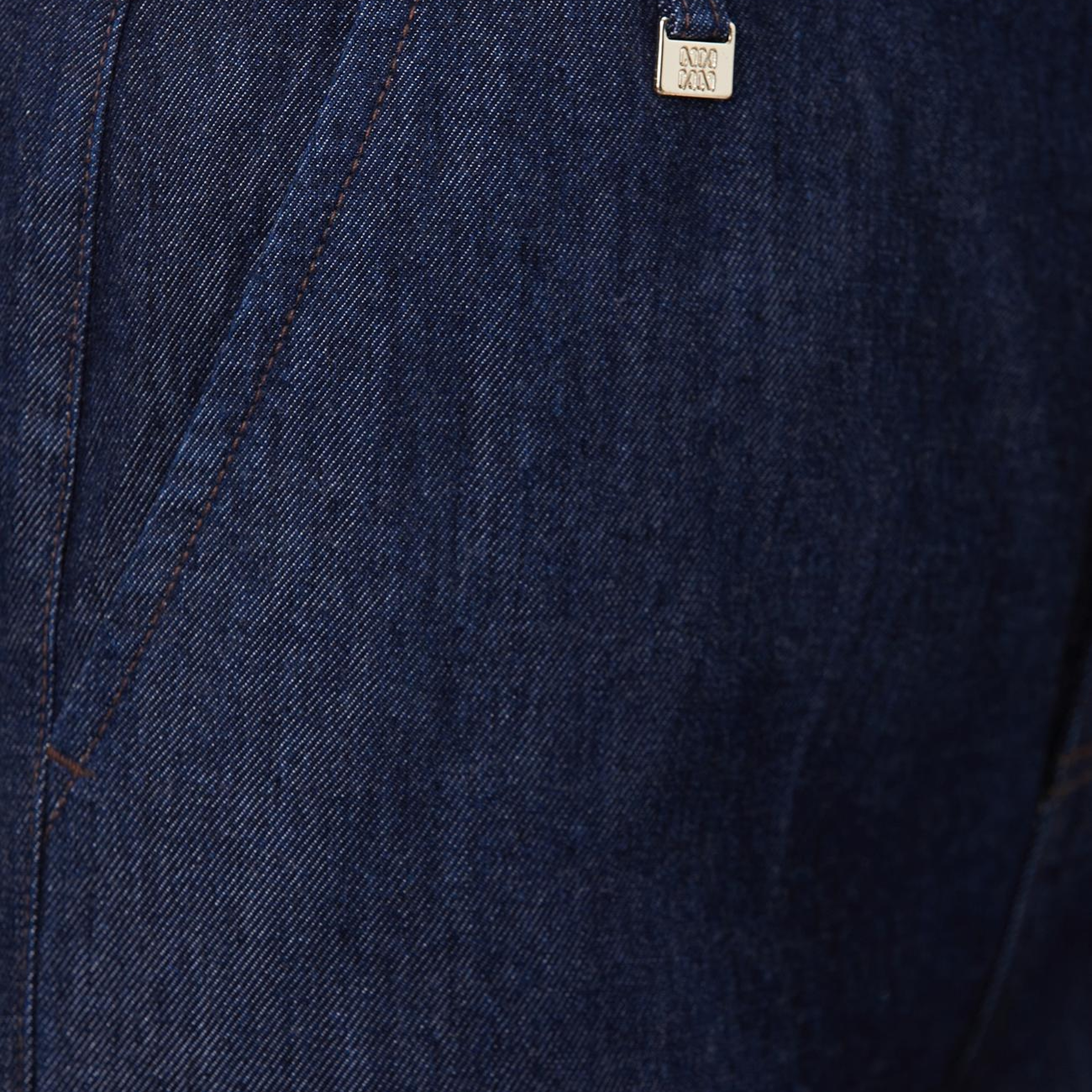Network Kadın Lacivert Ütü İzli Wide Straight Denim Pantolon
