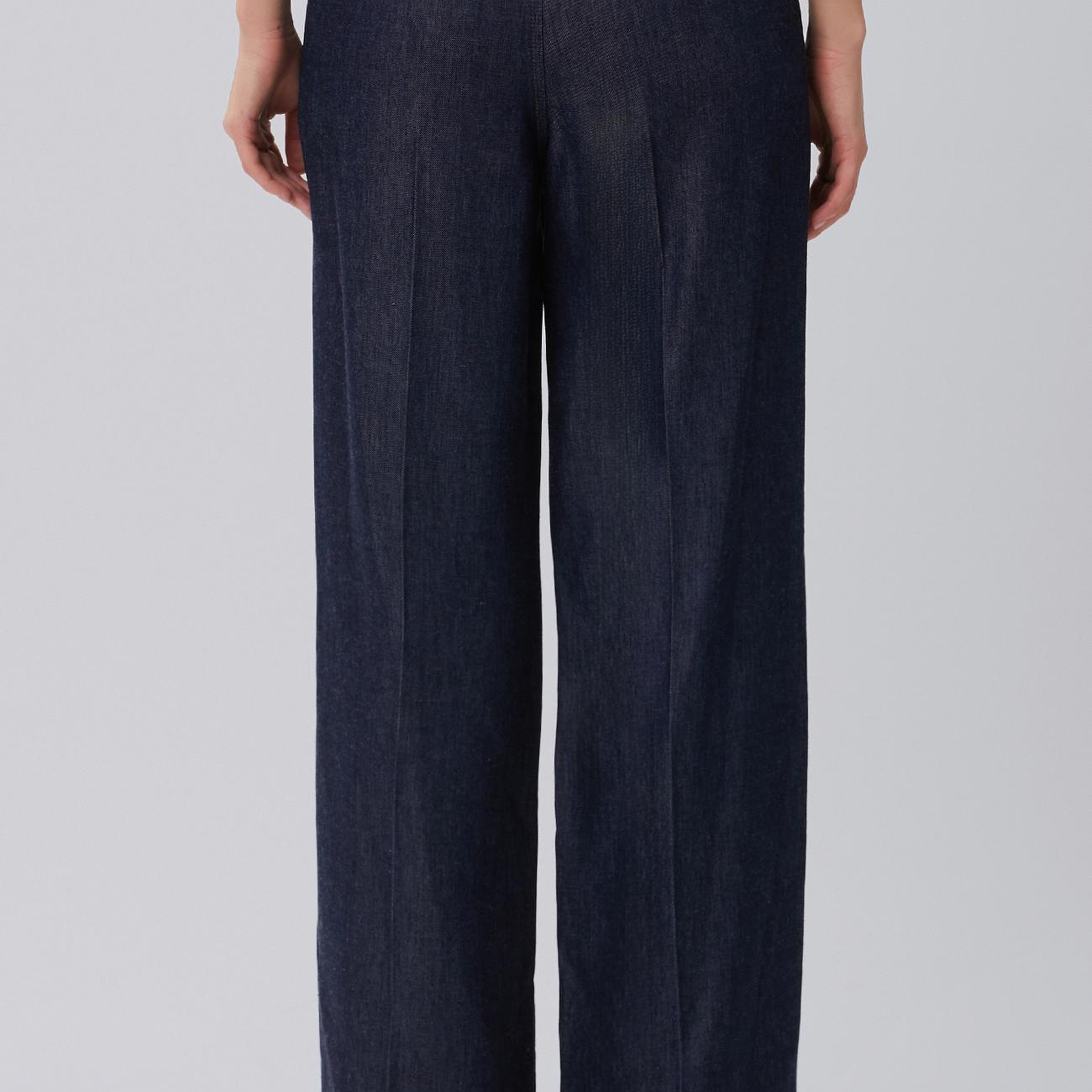 Network Kadın Lacivert Ütü İzli Wide Straight Denim Pantolon