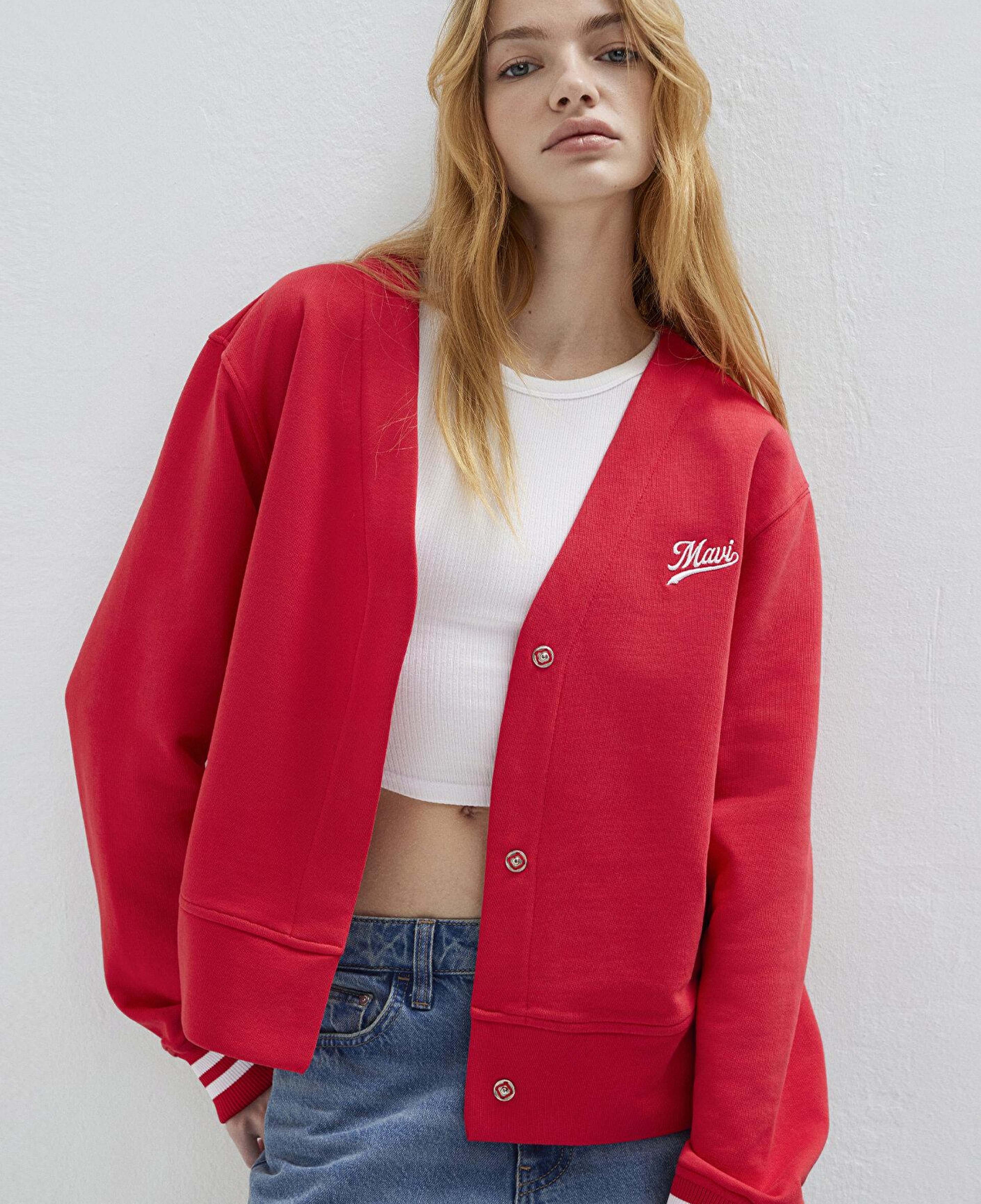 Mavi Mavi Baskılı Kırmızı Sweatshirt 1S10511-70477