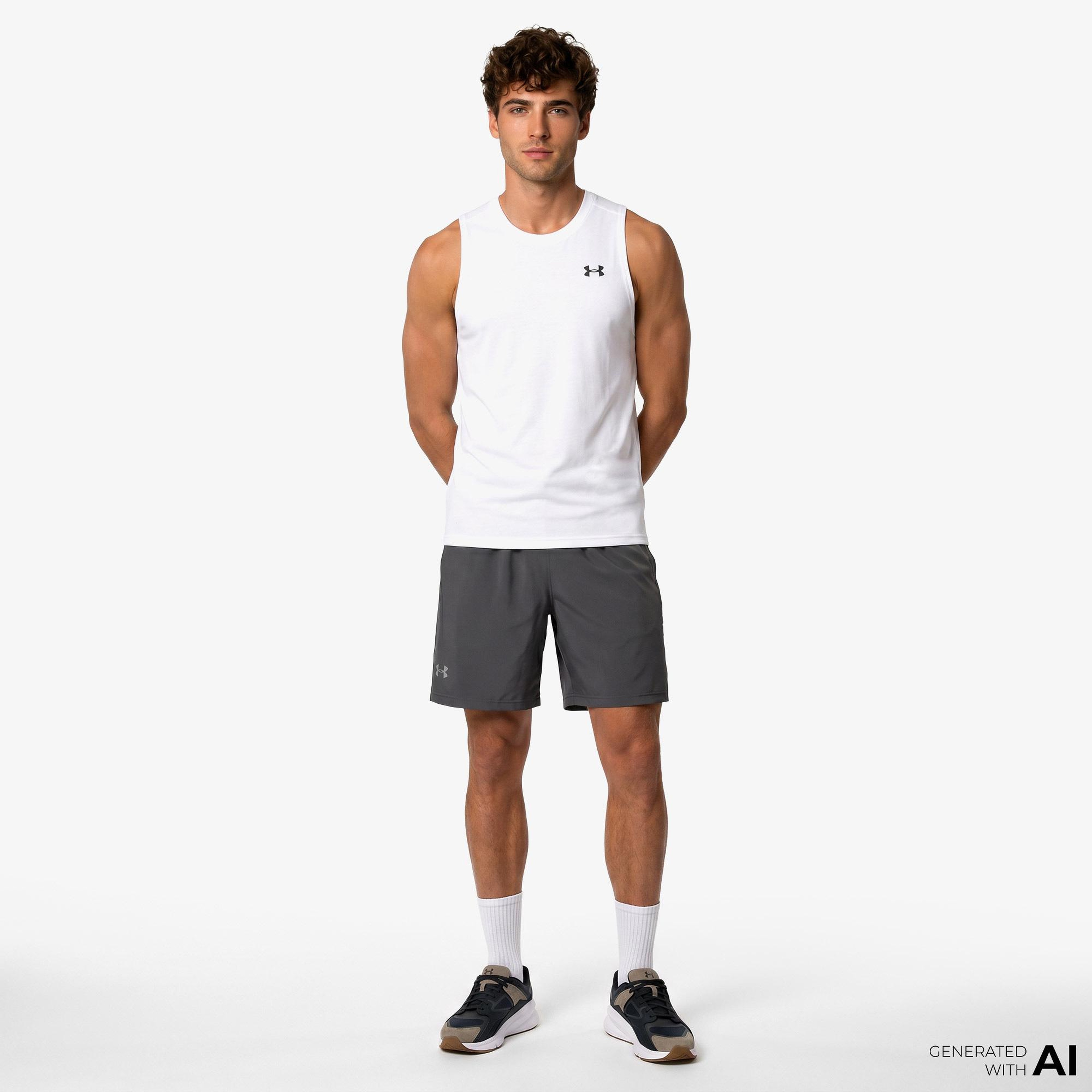 Under Armour Tech Tank Erkek Beyaz Antrenman Atlet