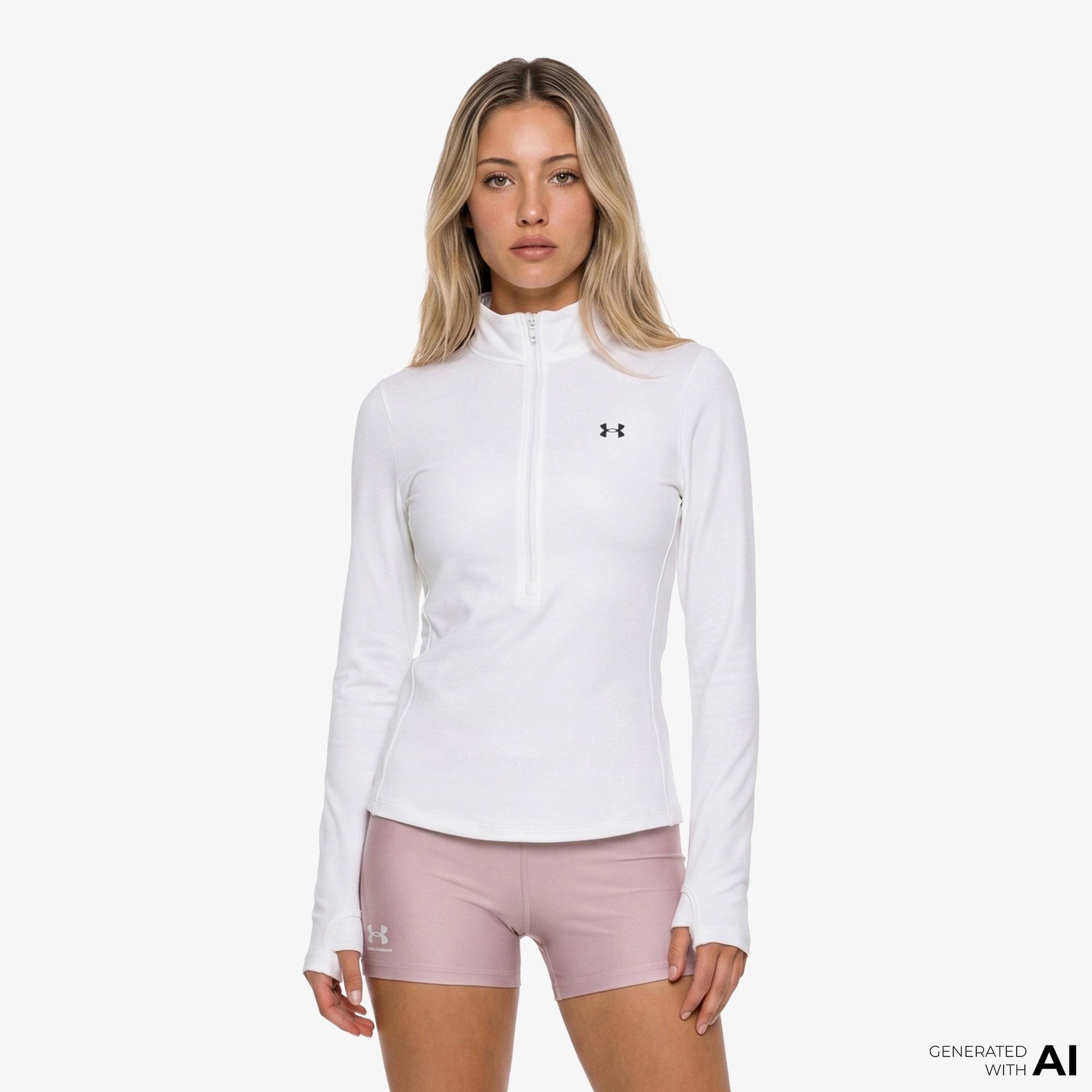 Under Armour Motion 1/2 Zip Emea Kadın Beyaz Antrenman Sweatshirt