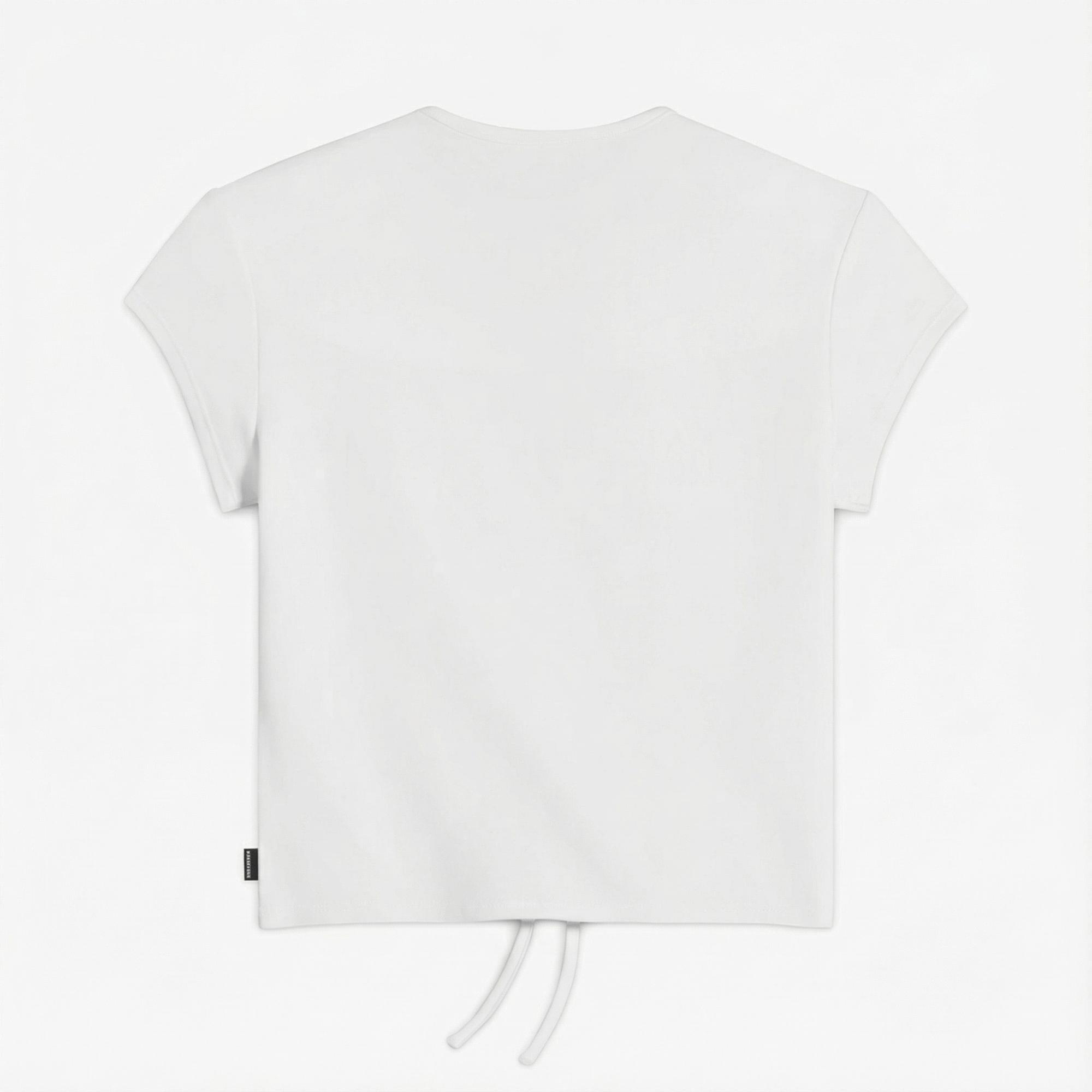 Converse Classic Kadın Slim Fit V Yaka Büzgülü Beyaz T-Shirt