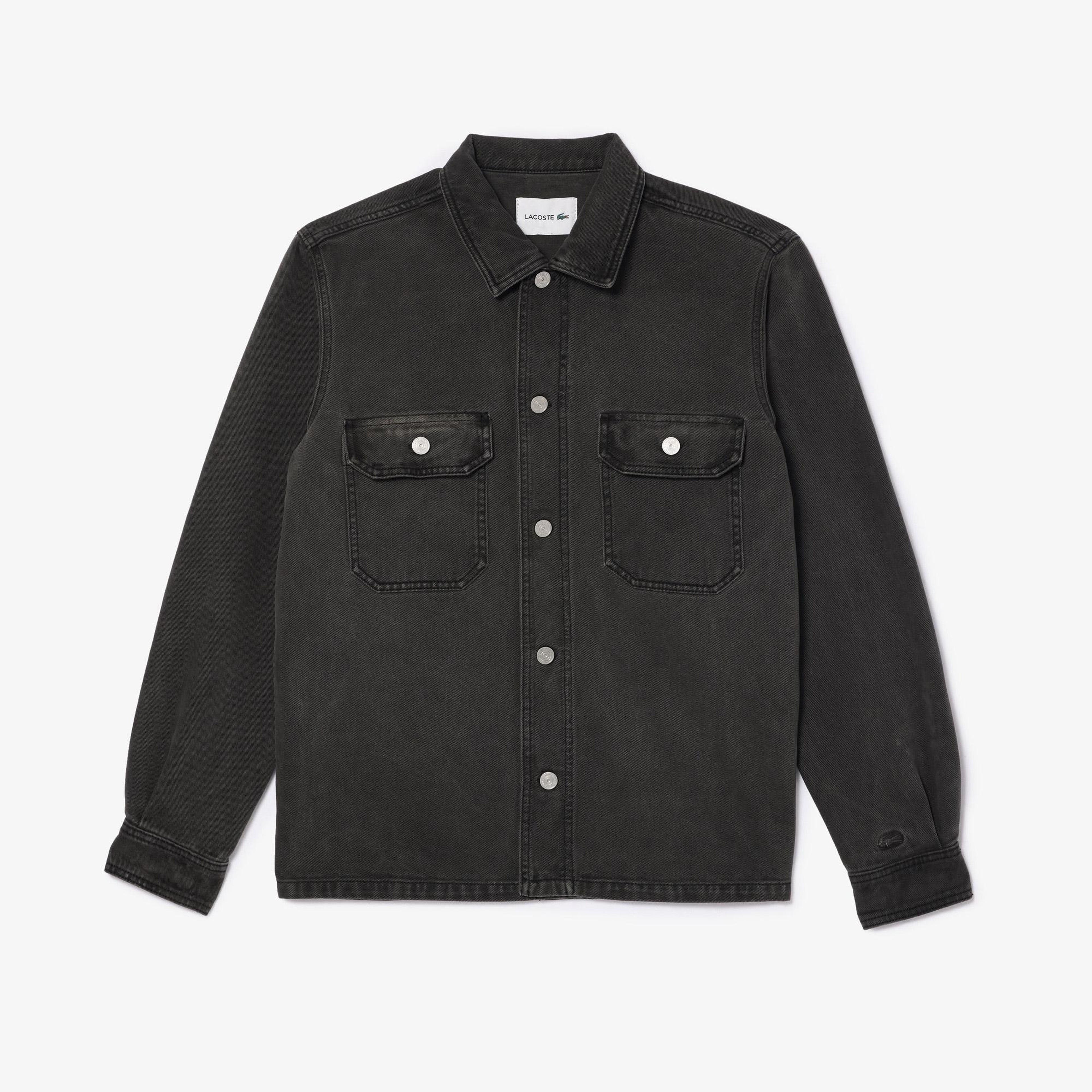 Erkek Oversize Fit Denim Gri Dış Gömlek