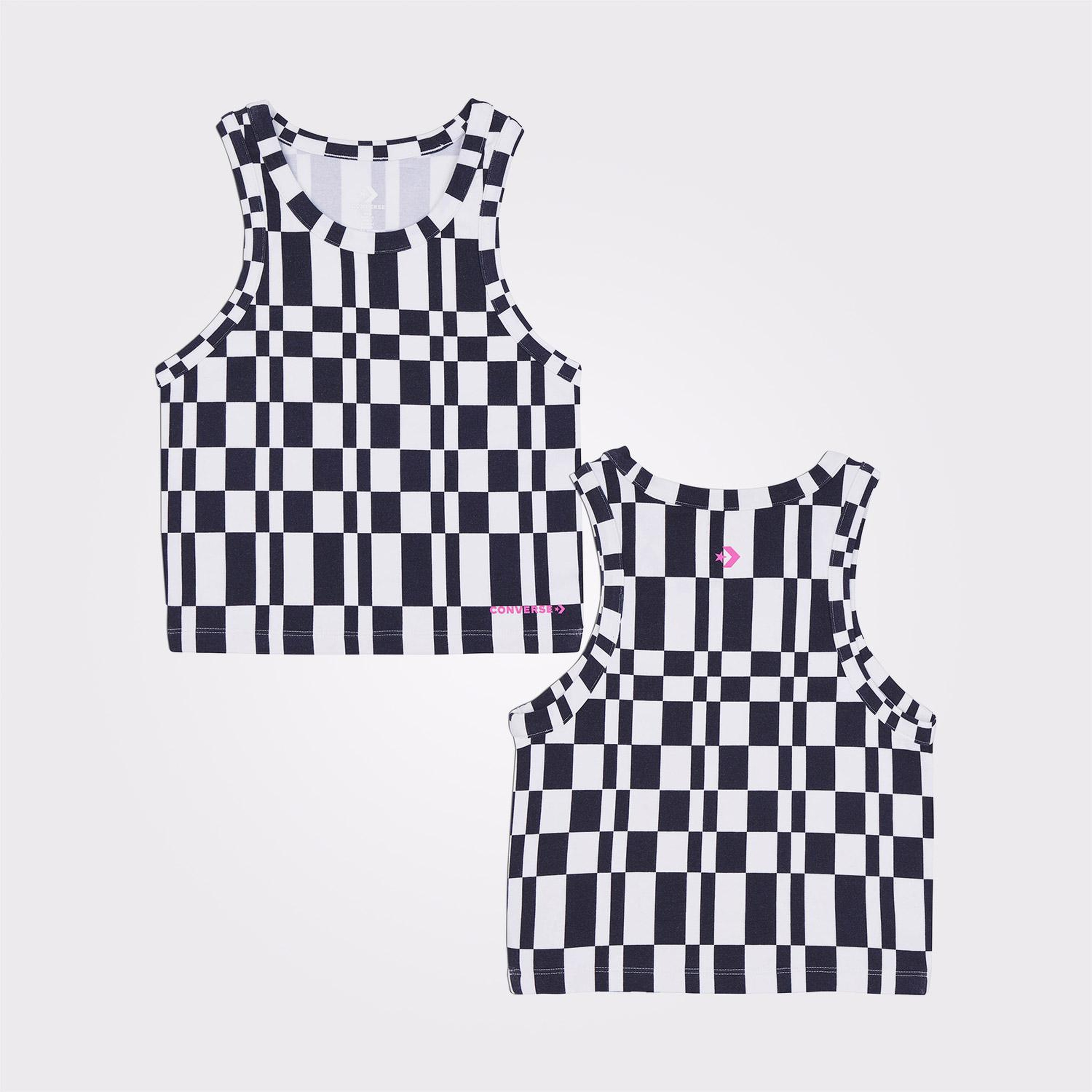 Converse Checkered Slim Fit Kadın Siyah Top