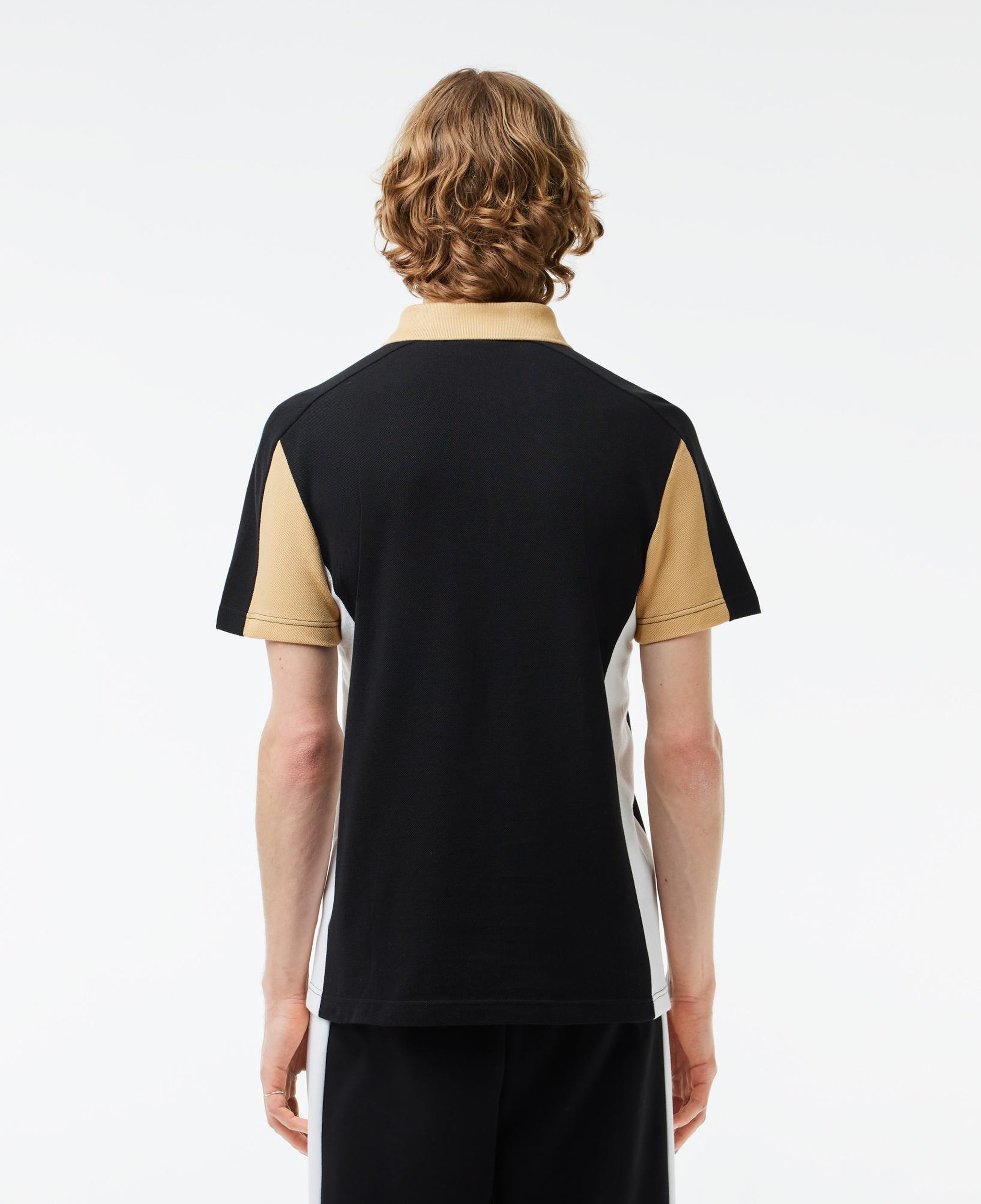 Erkek Regular Fit Renk Bloklu Siyah Polo