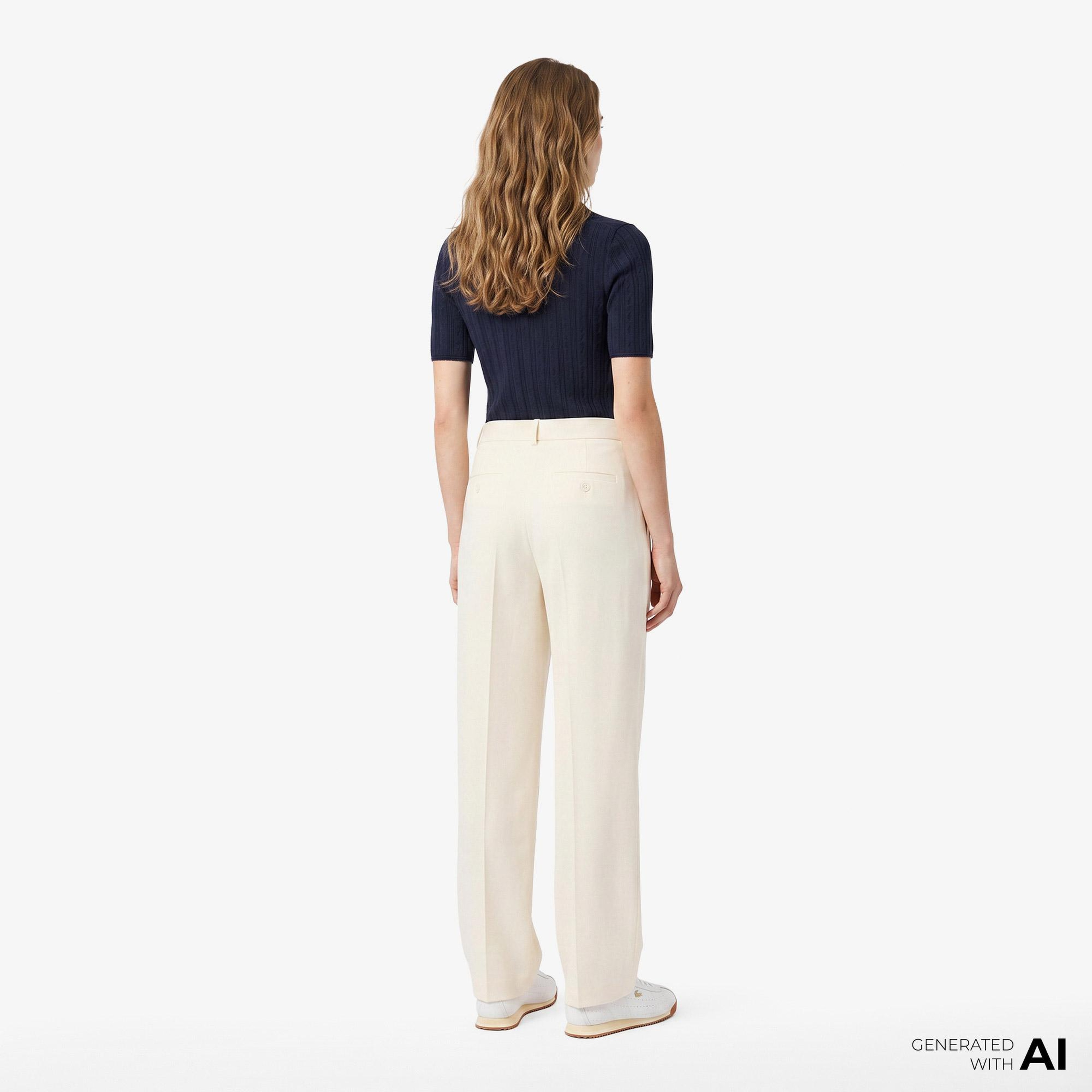 Kadın Oversize Fit Krem Pantolon