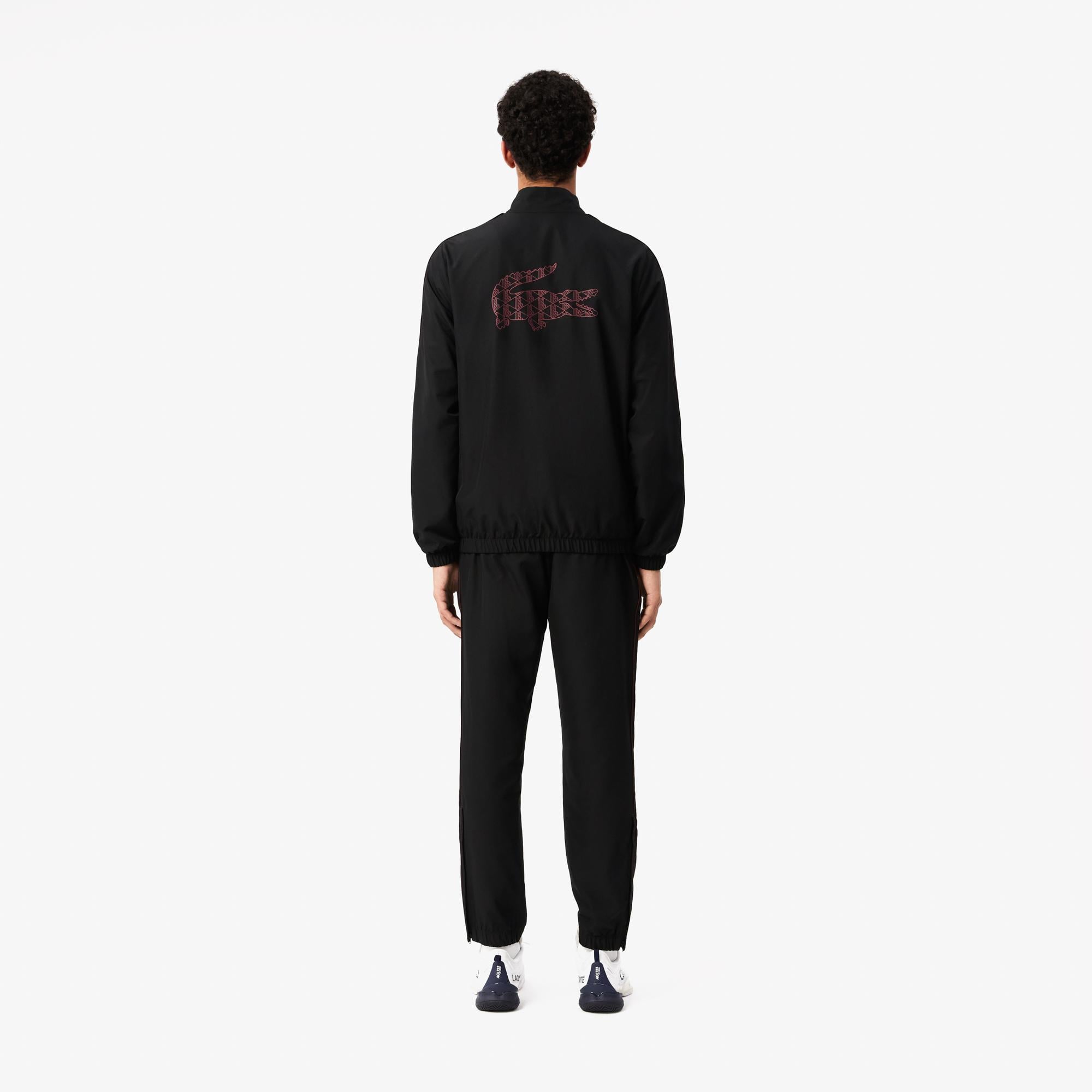 Lacoste Erkek Regular Fit Fermuarlı Yaka Baskılı Siyah Eşofman Takımı