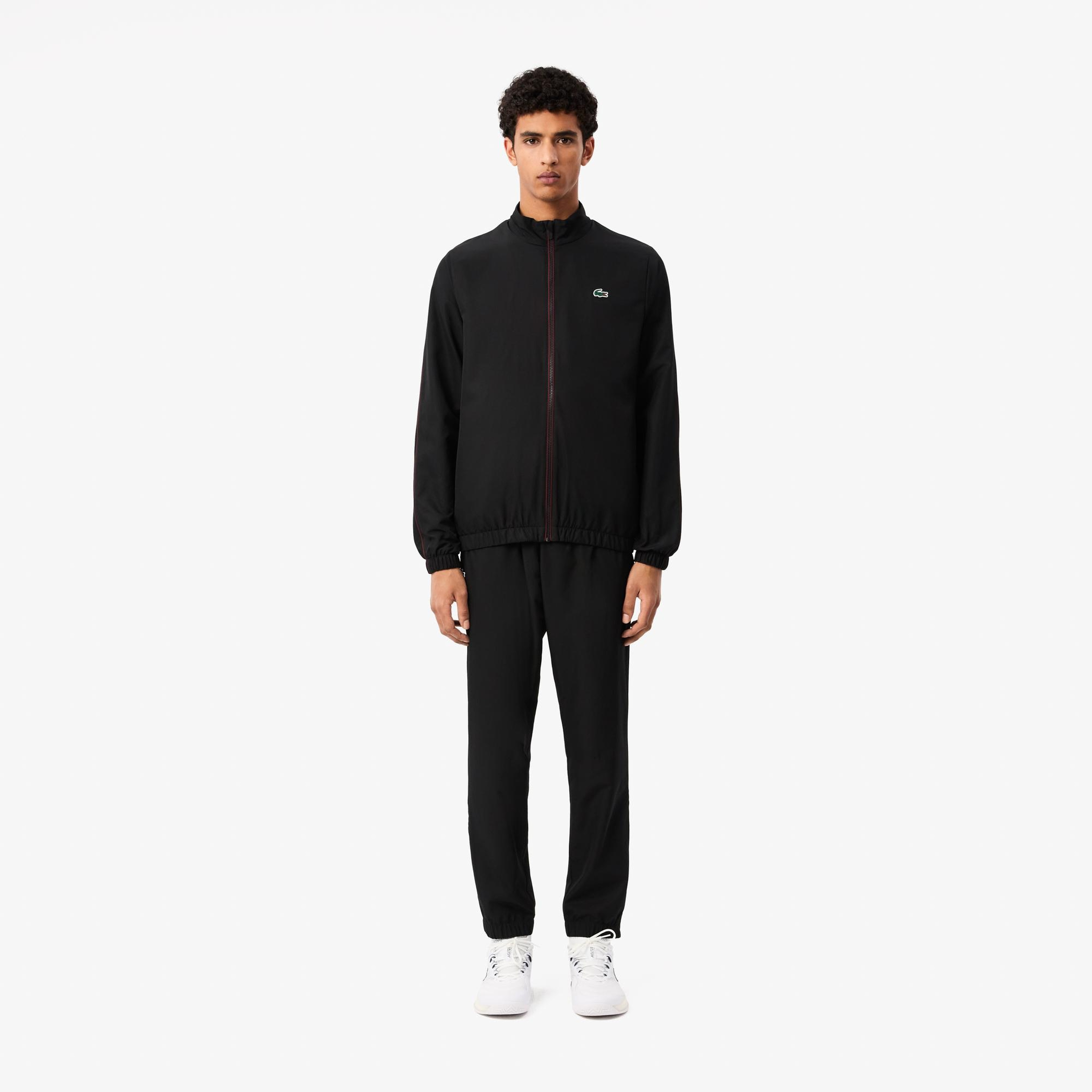 Lacoste Erkek Regular Fit Fermuarlı Yaka Baskılı Siyah Eşofman Takımı