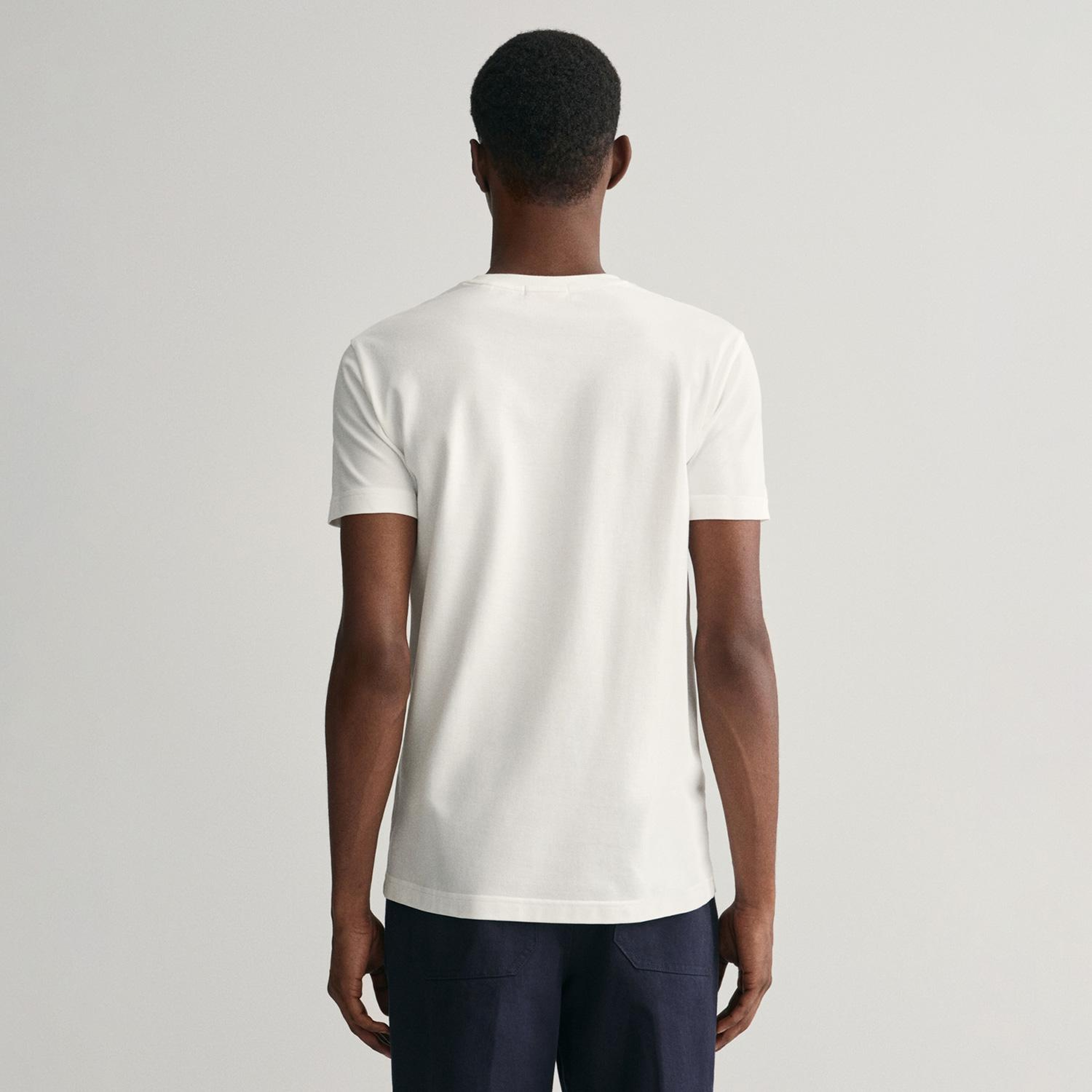 GANT Erkek Beyaz Slim Fit Bisiklet Yaka T-Shirt