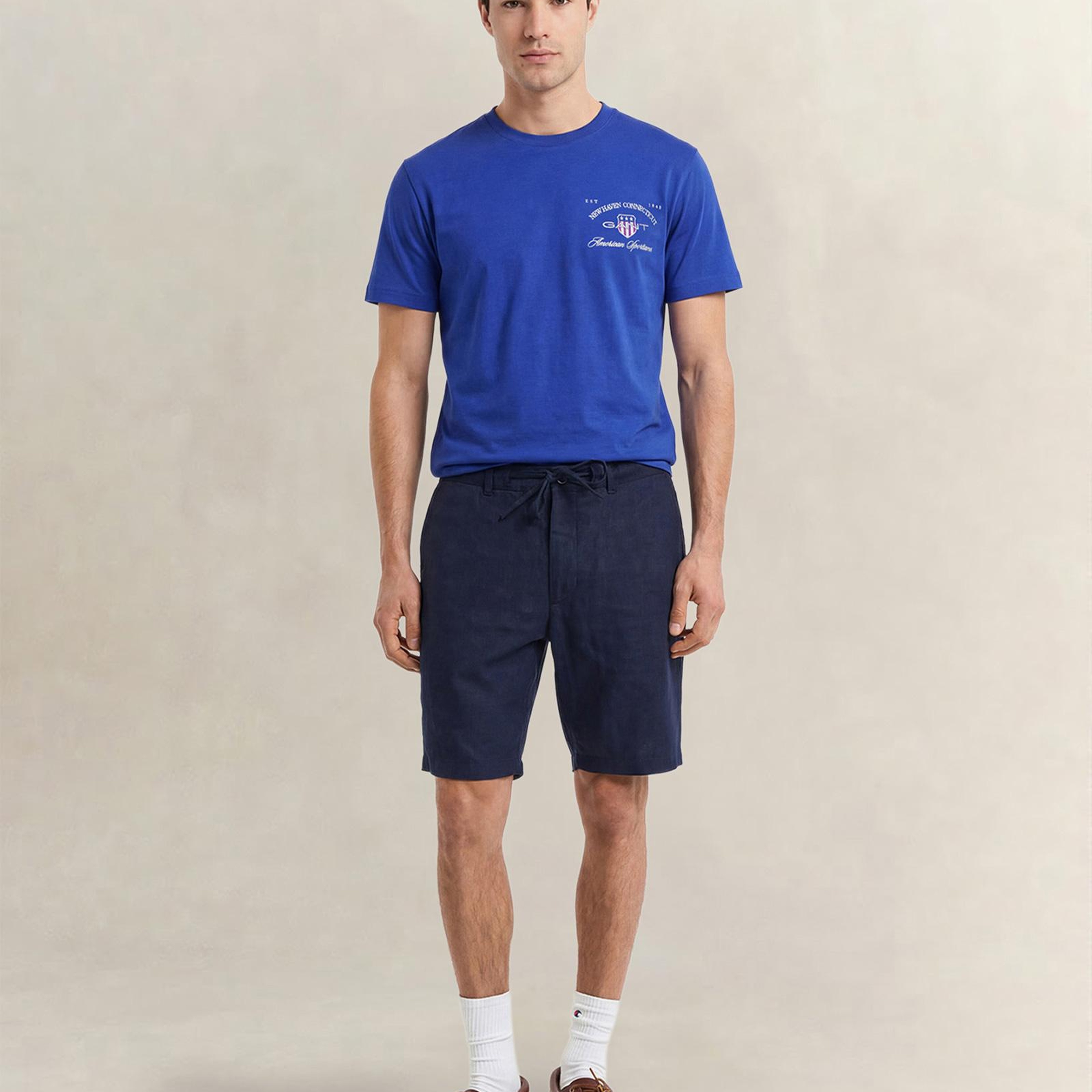 GANT Erkek Mavi Kısa Kollu T-Shirt