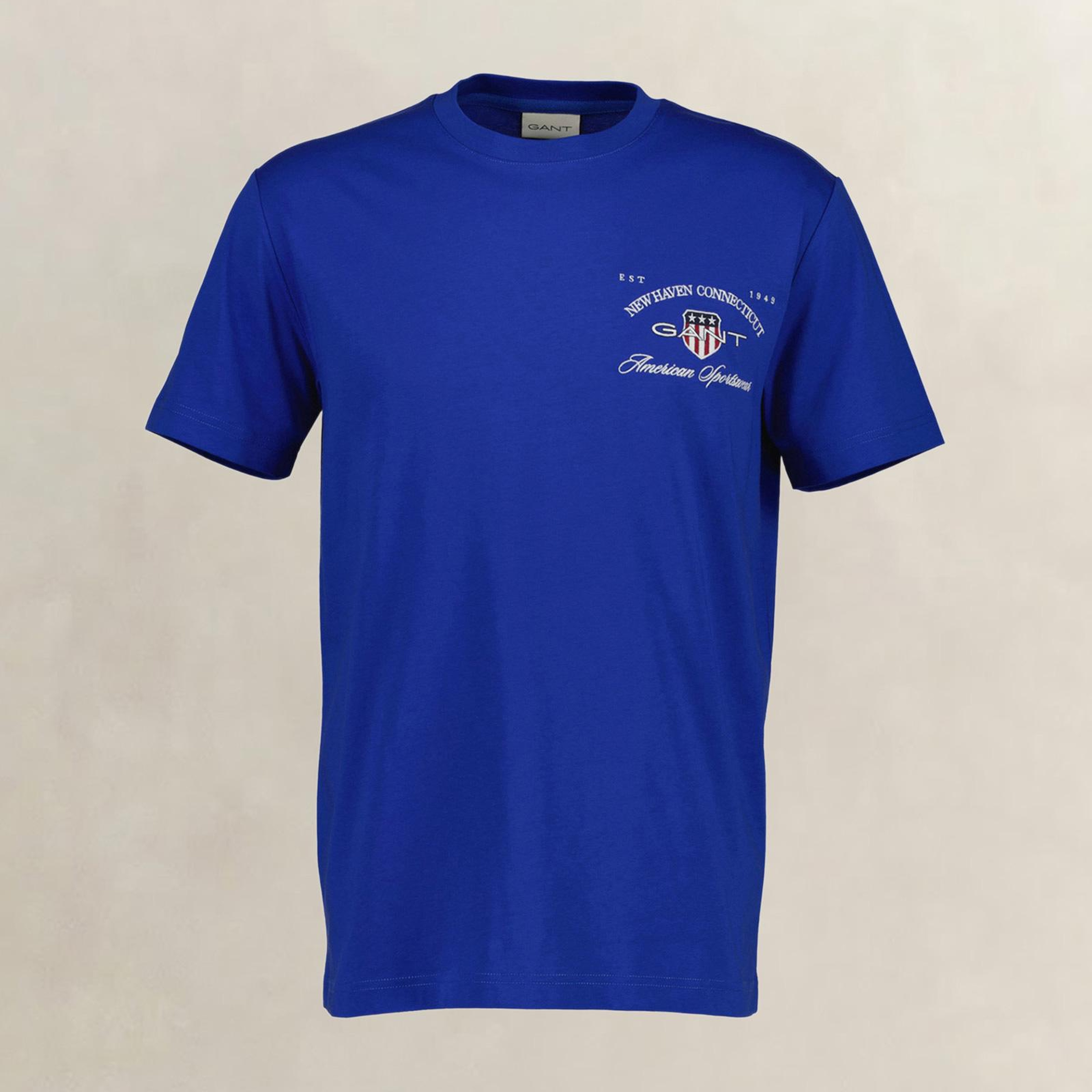 GANT Erkek Mavi Kısa Kollu T-Shirt