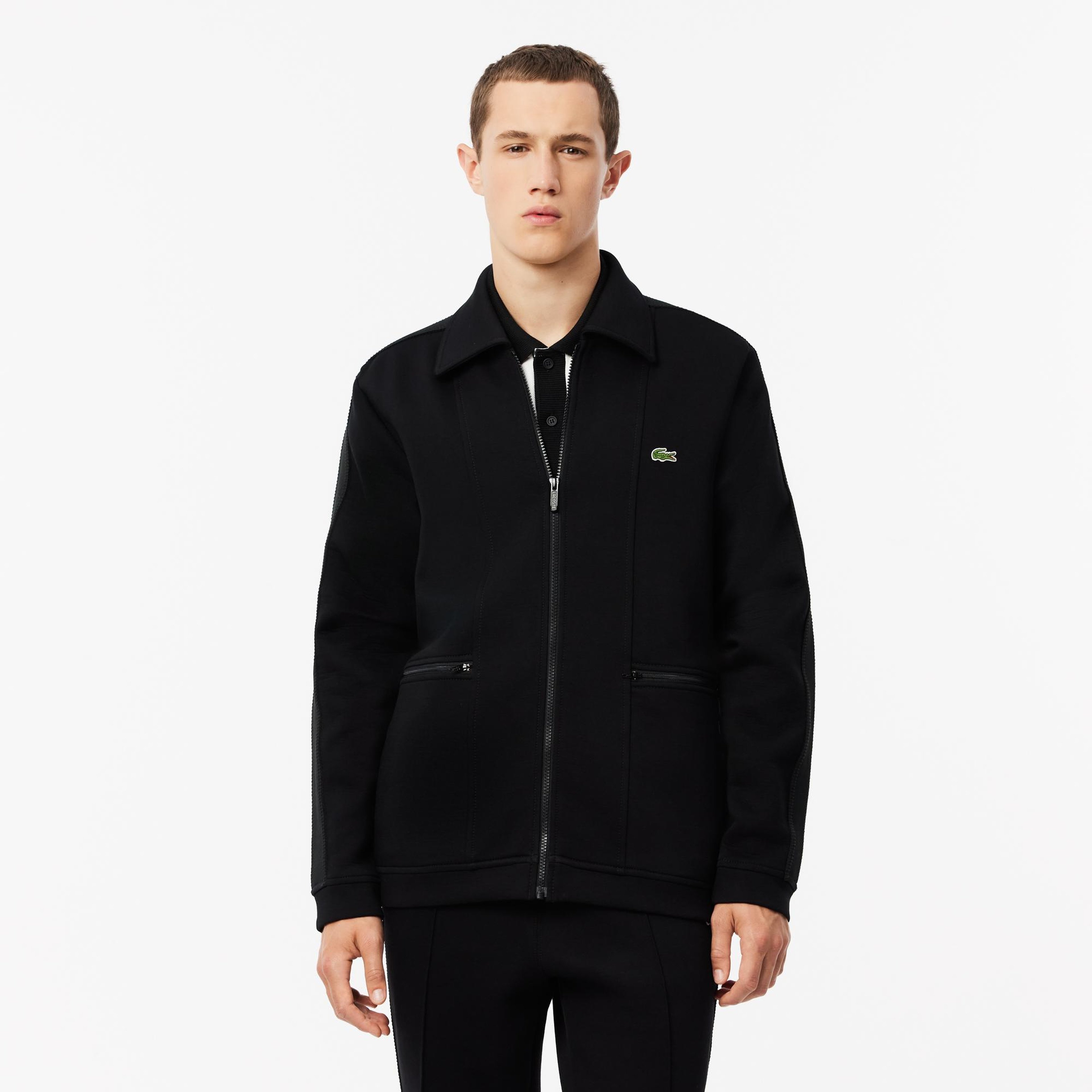 Erkek Regular Fit Fermuarlı Siyah Sweatshirt