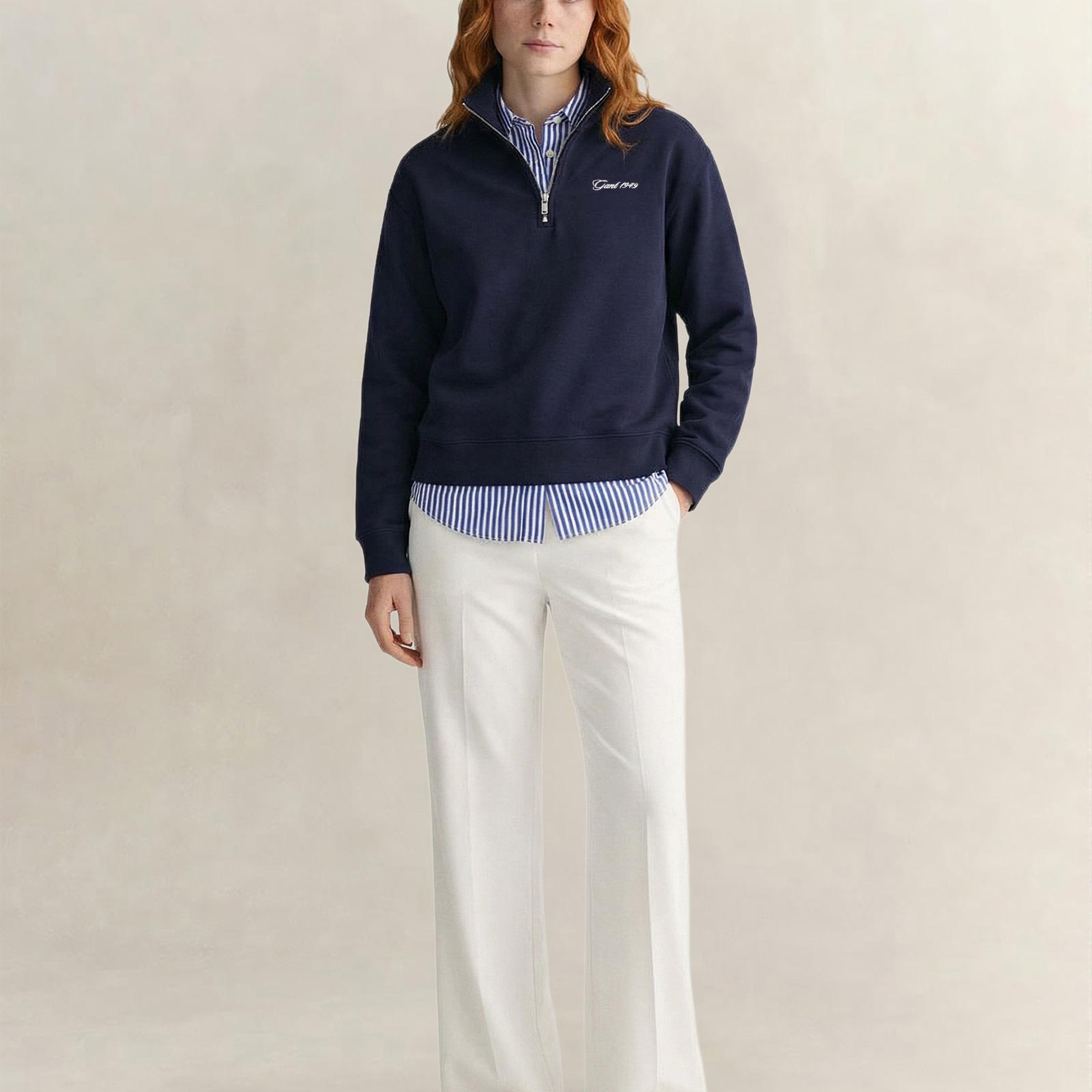 GANT Kadın Lacivert Yarım Fermuarlı Sweatshirt