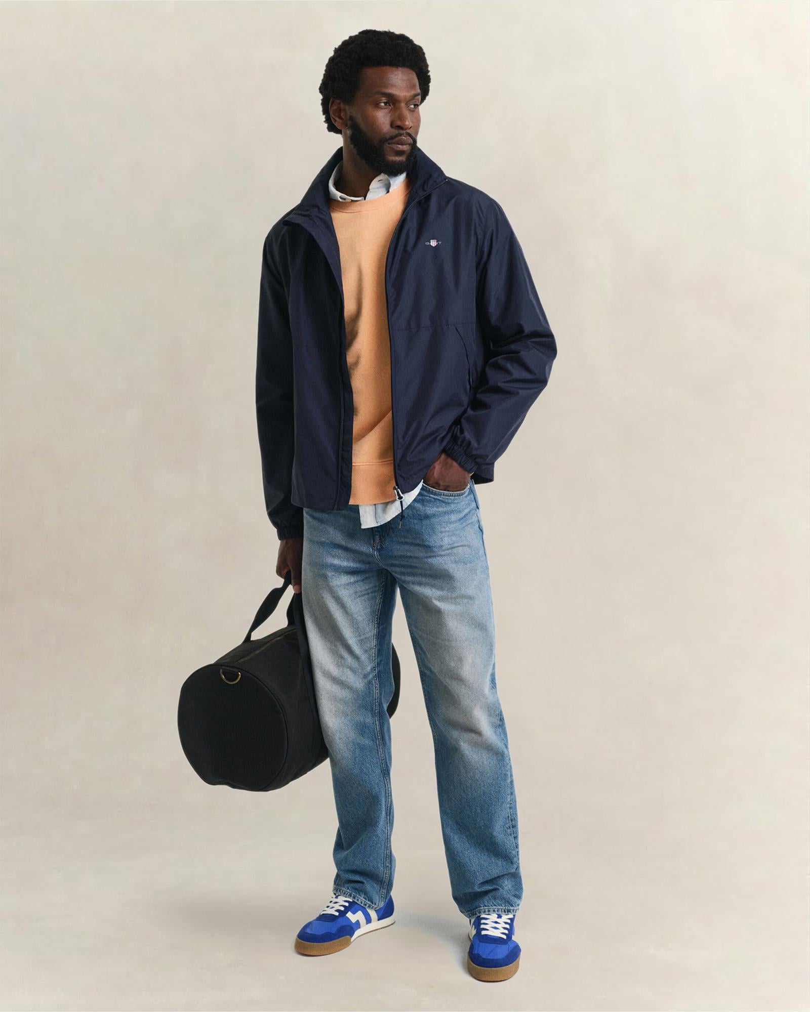 GANT Erkek Lacivert Regular Fit Kapüşonlu Rüzgarlık
