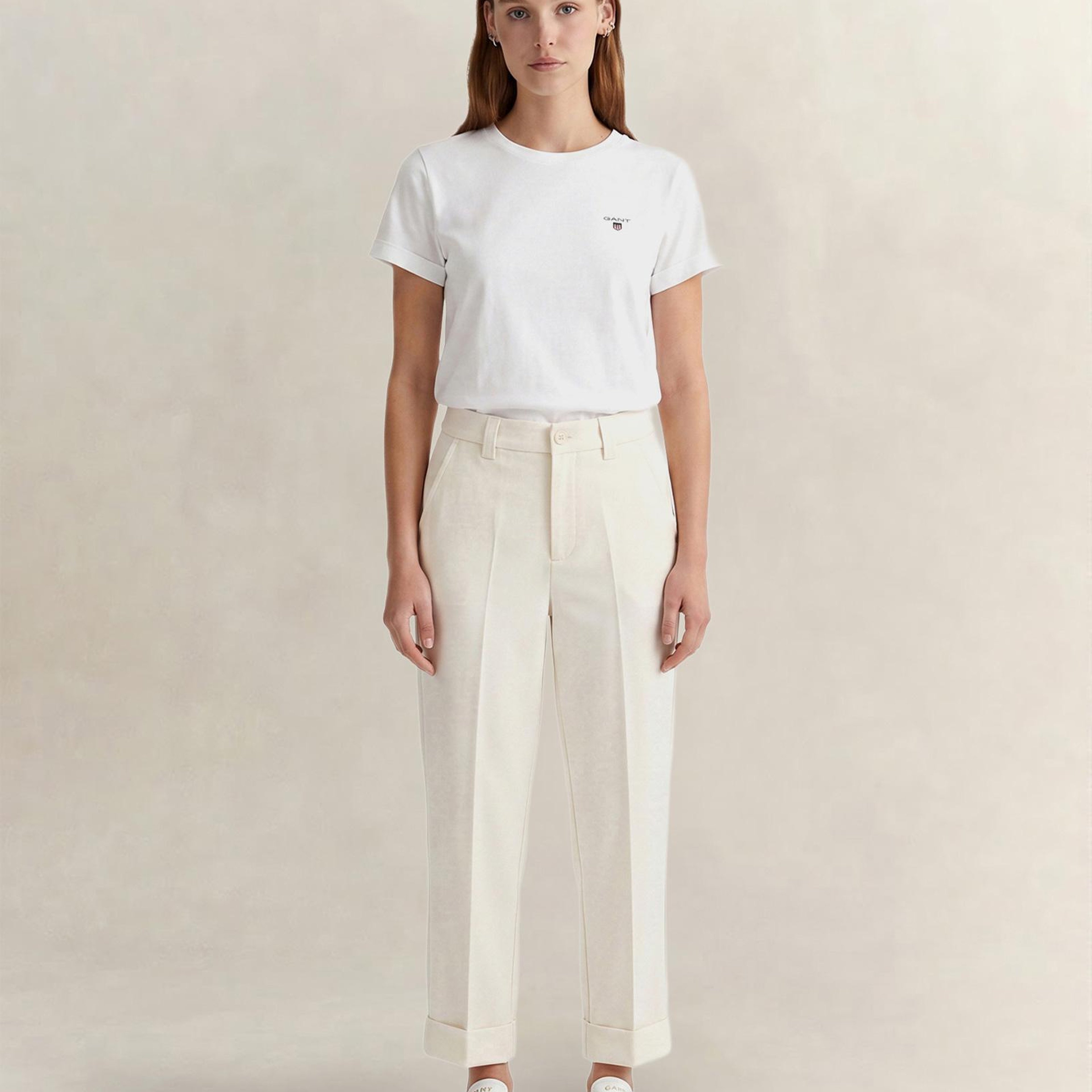 GANT Kadın Krem Regular Fit Pantolon