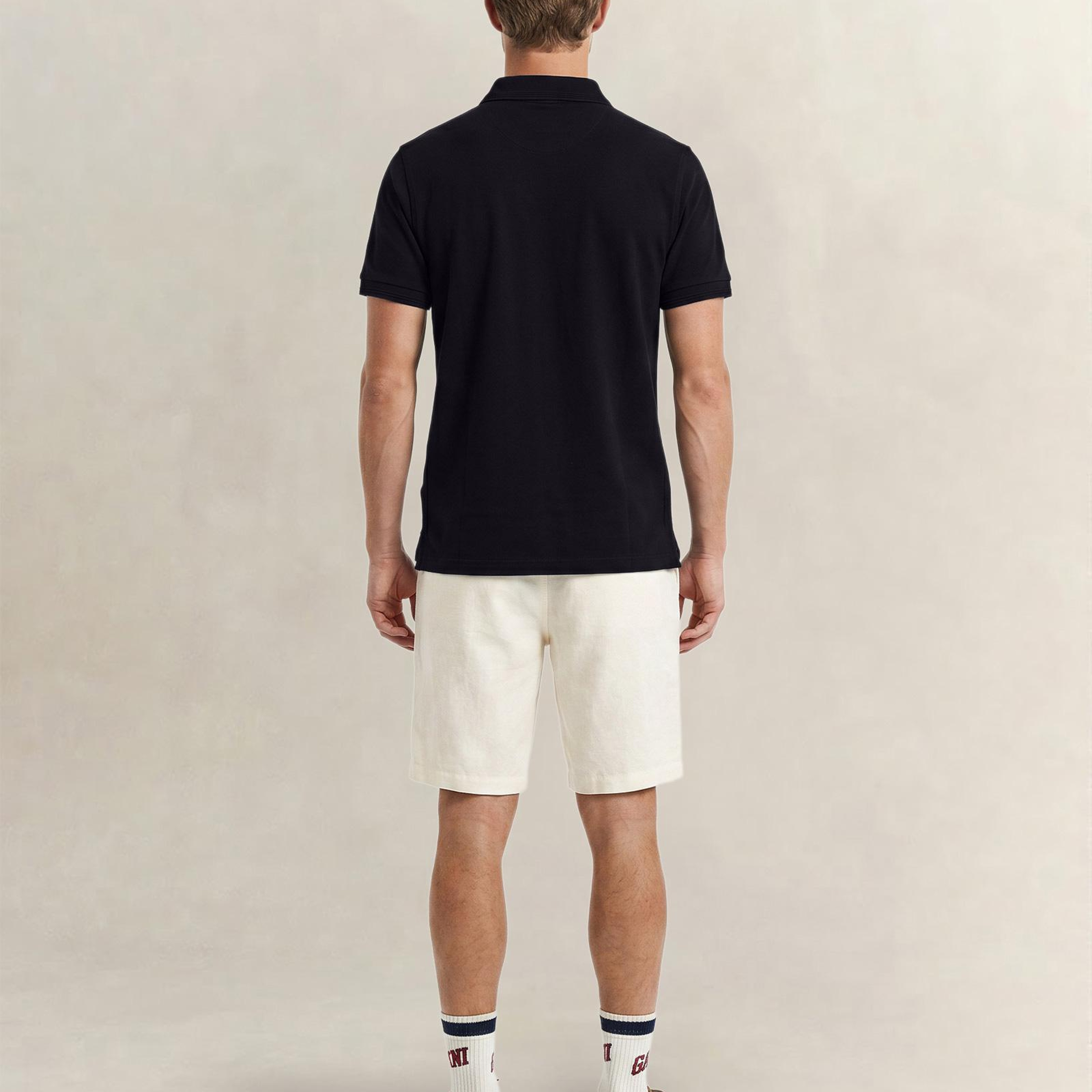 GANT Erkek Siyah Regular Fit Yarım Fermuarlı Polo Yaka T-Shirt