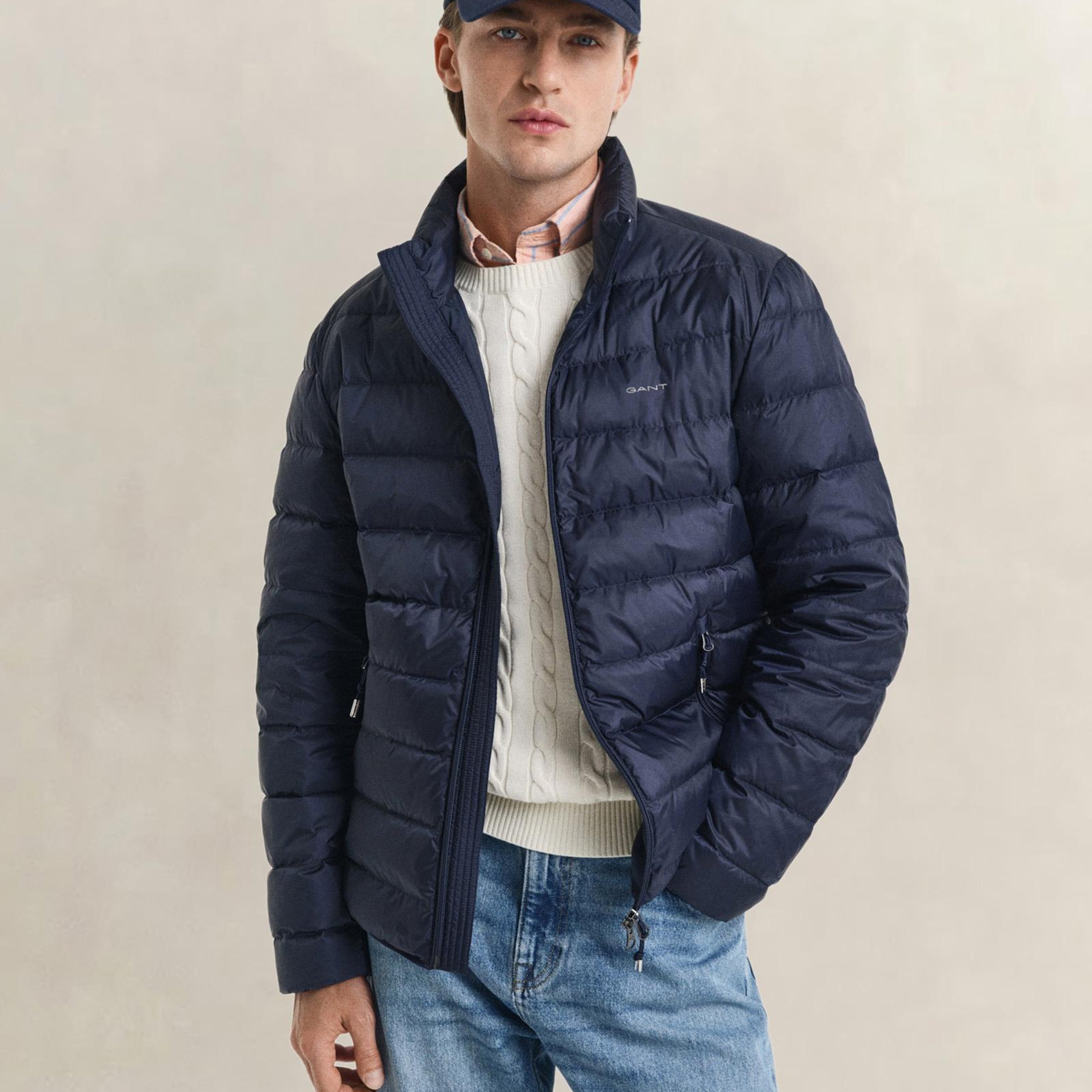 GANT Erkek Lacivert Regular Fit Dik Yaka Kaz Tüyü Mont