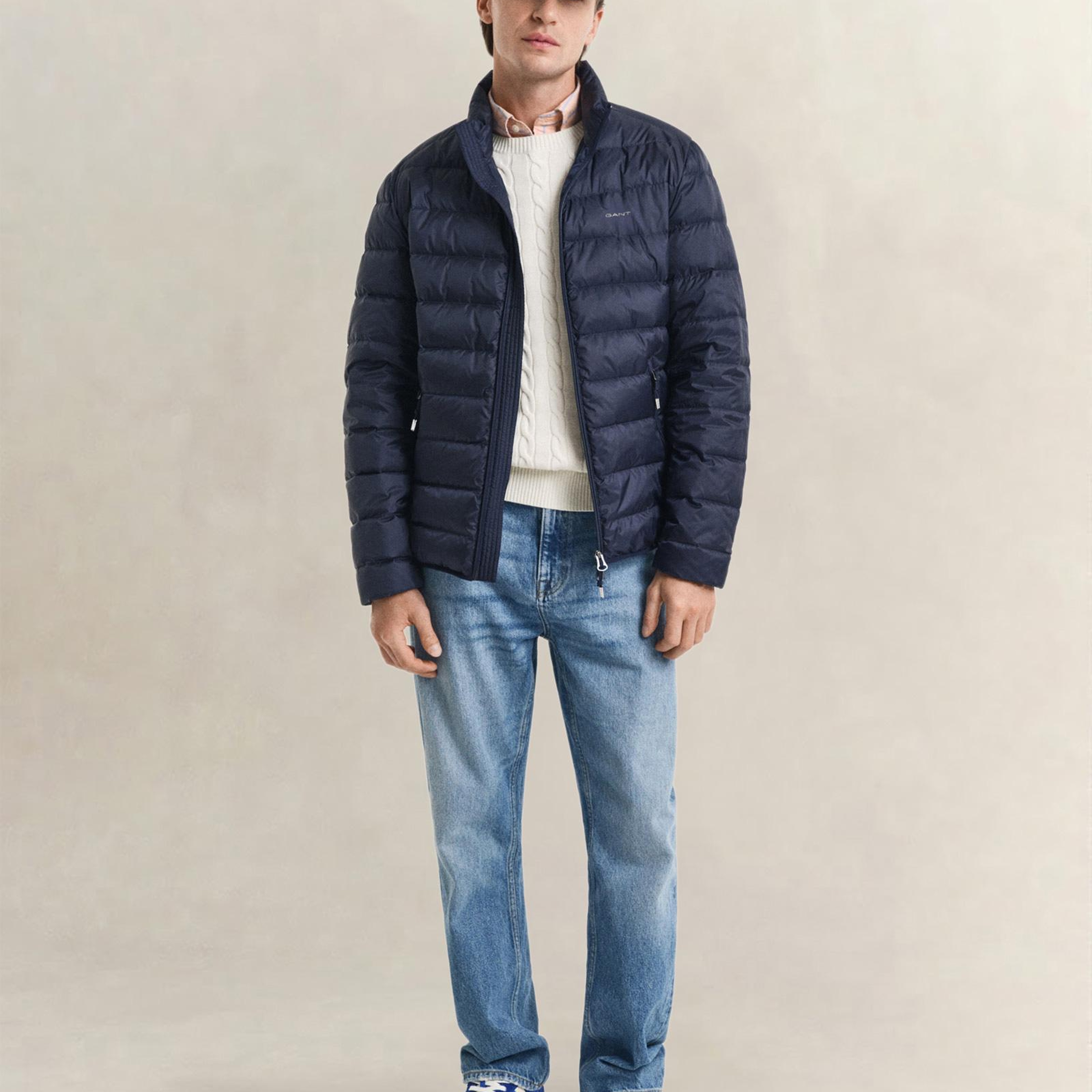 GANT Erkek Lacivert Regular Fit Dik Yaka Kaz Tüyü Mont