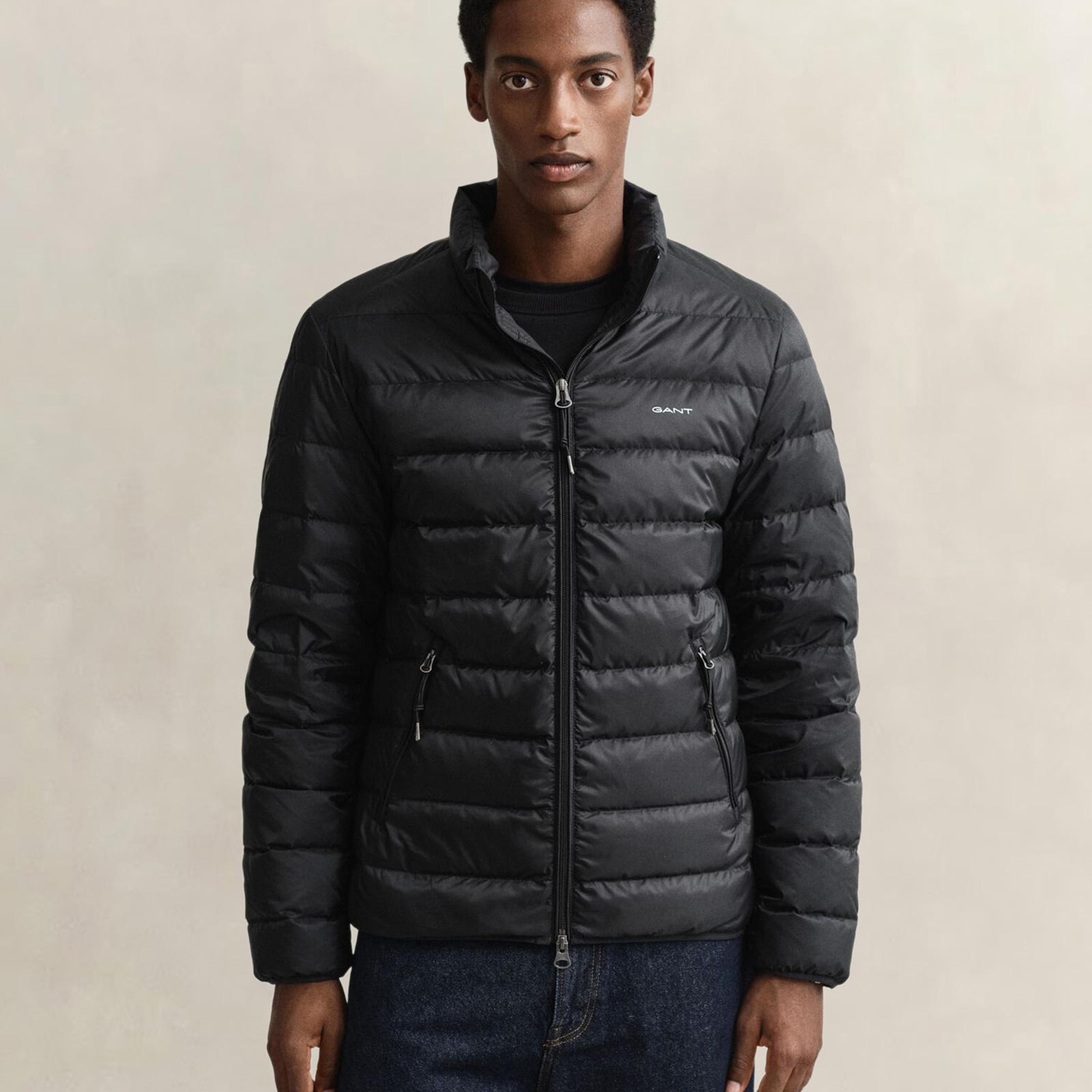 GANT Erkek Siyah Regular Fit Dik Yaka Kaz Tüyü Mont