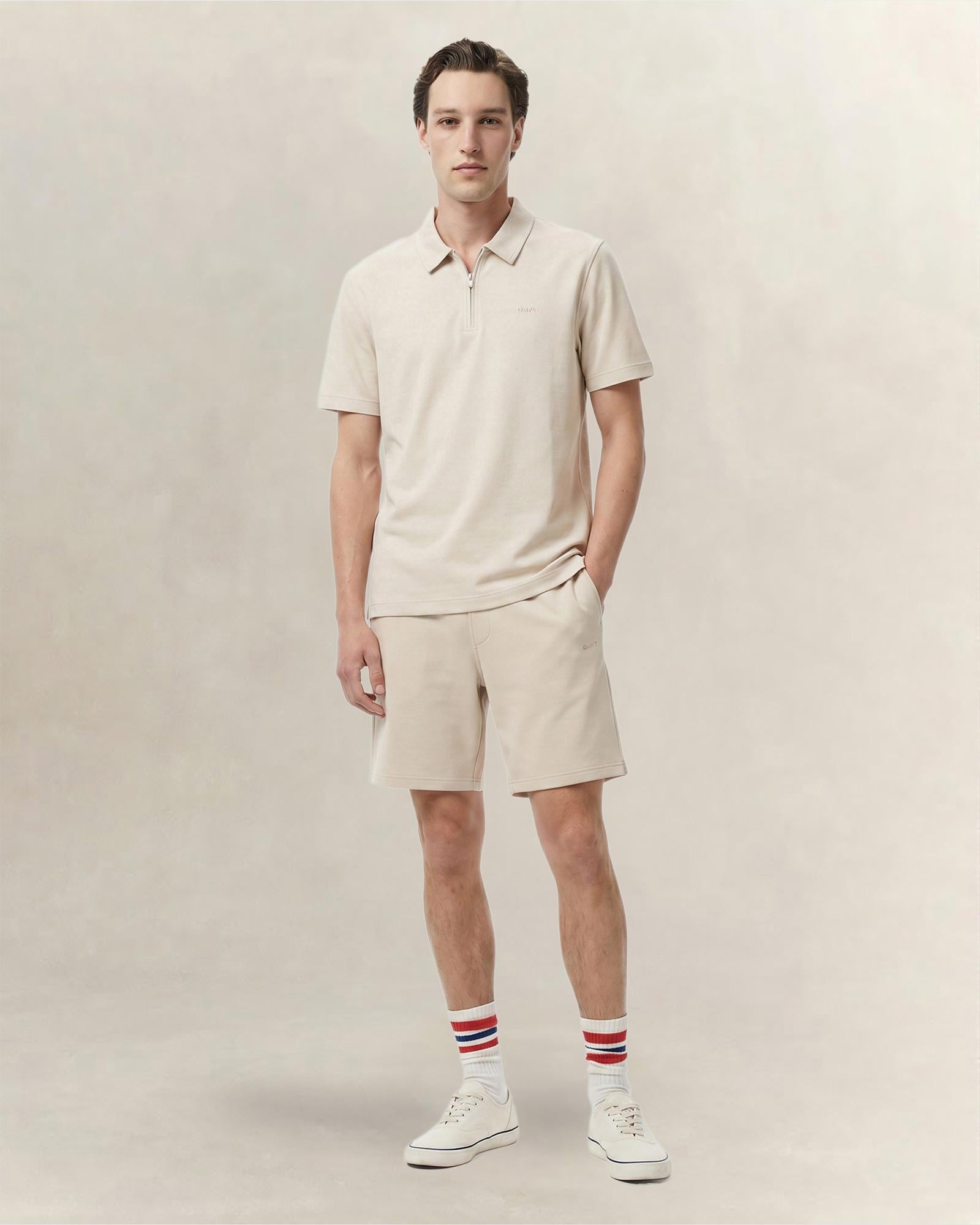 GANT Erkek Bej Relaxed Fit Polo Yaka T-Shirt