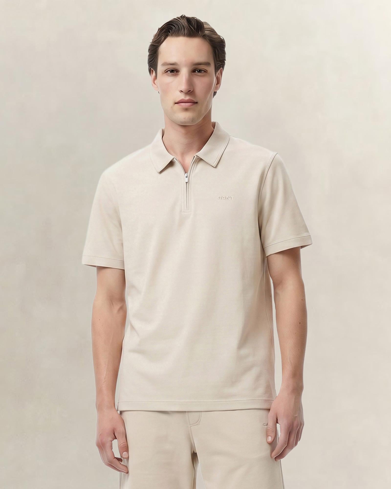 GANT Erkek Bej Relaxed Fit Polo Yaka T-Shirt