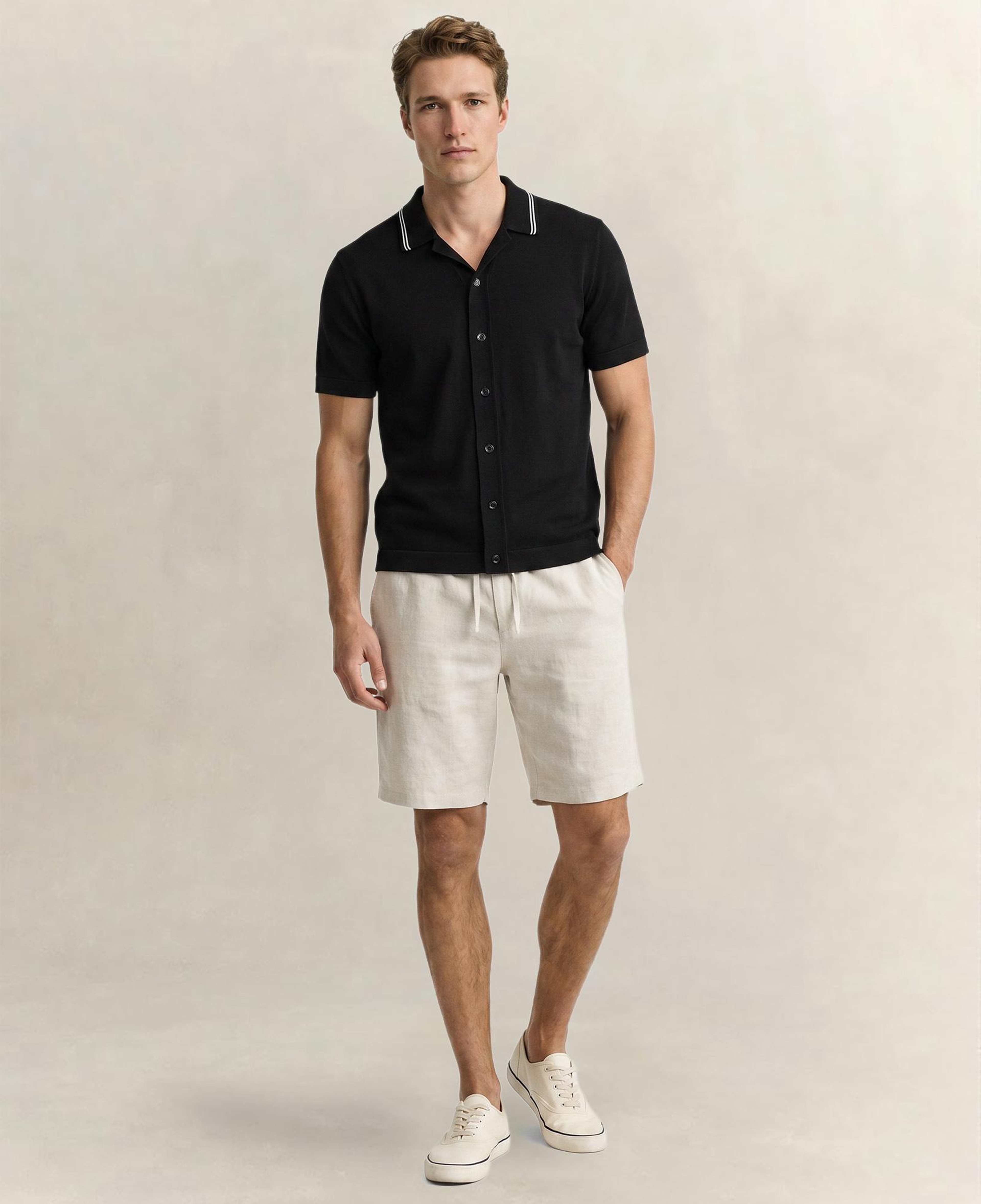 GANT Erkek Siyah Regular Fit Kısa Kollu Resort Yaka Gömlek