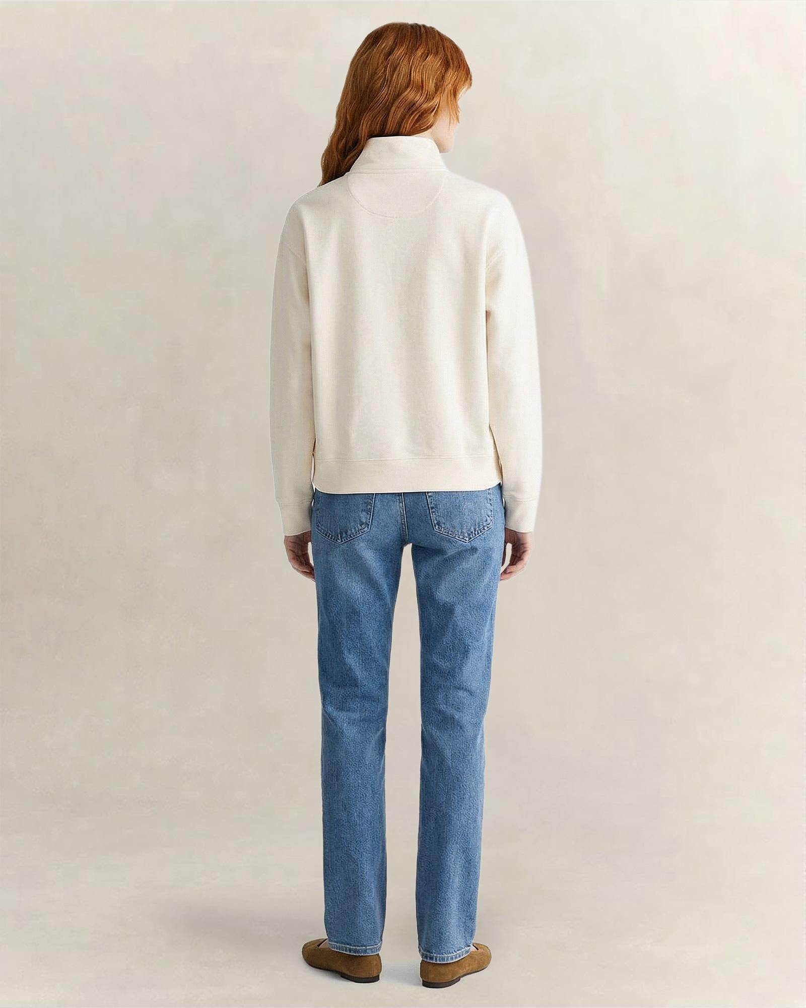 GANT Kadın Krem Yarım Fermuarlı Sweatshirt