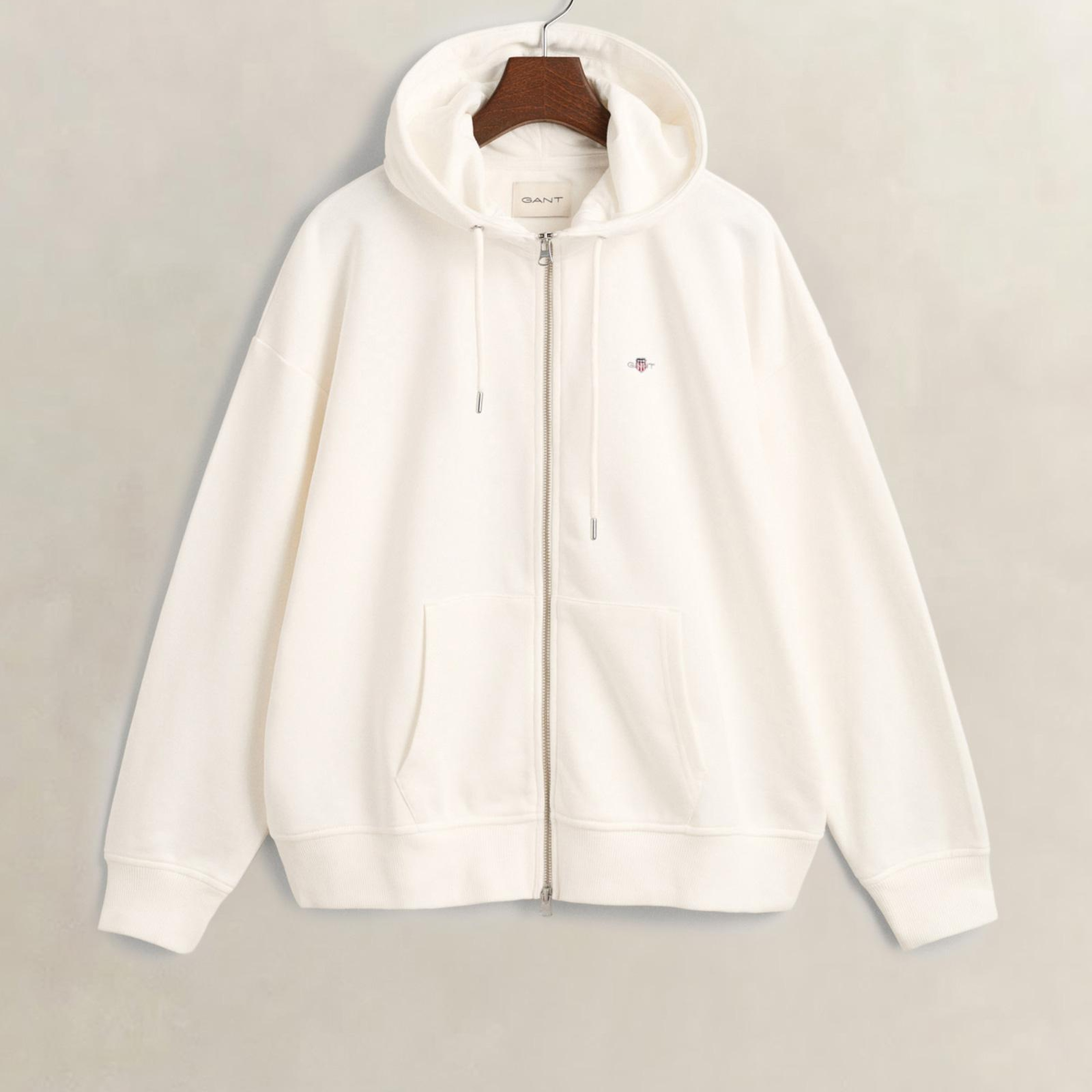 GANT Kadın Beyaz Relaxed Fit Kapüşonlu Sweatshirt