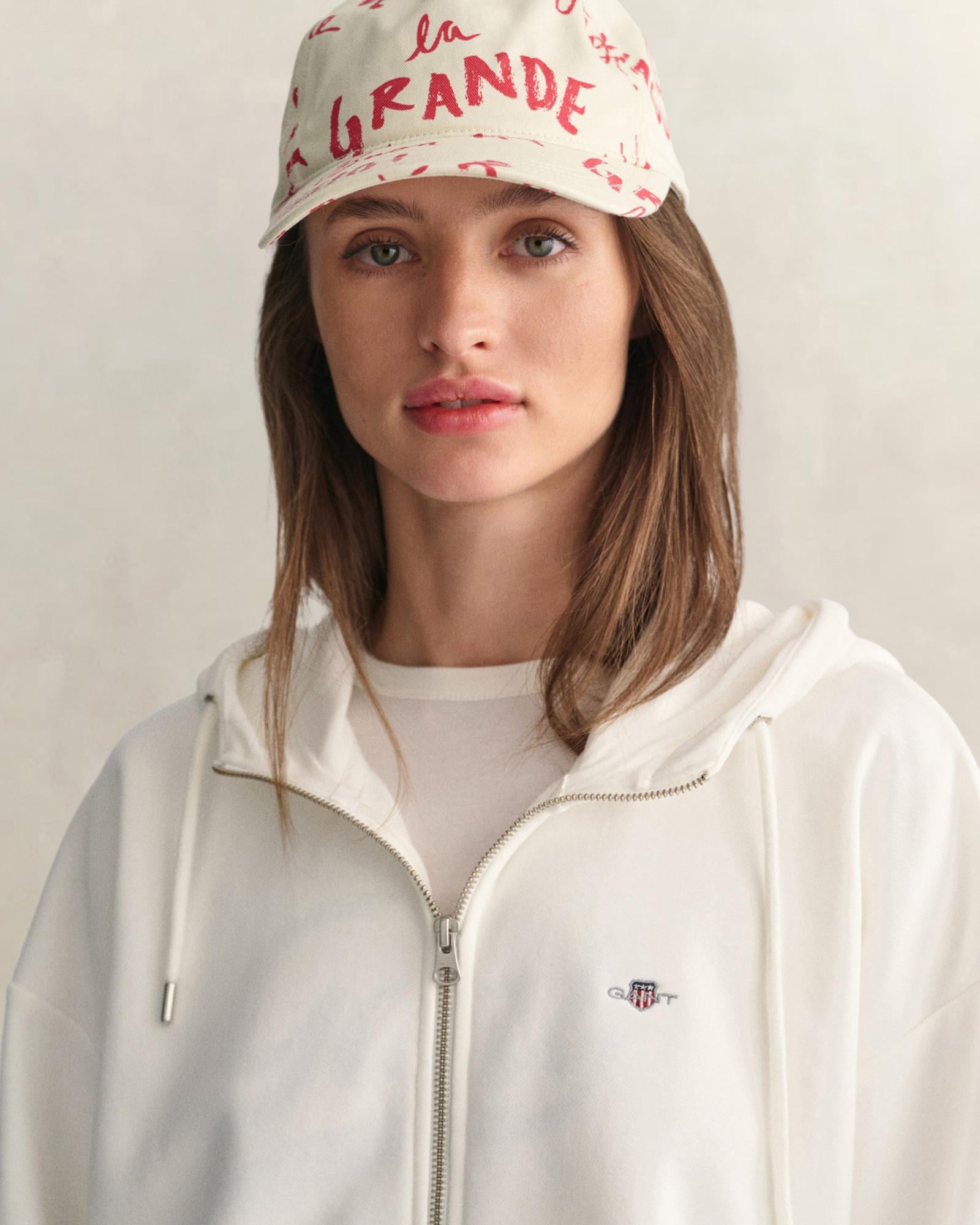 GANT Kadın Beyaz Relaxed Fit Kapüşonlu Sweatshirt