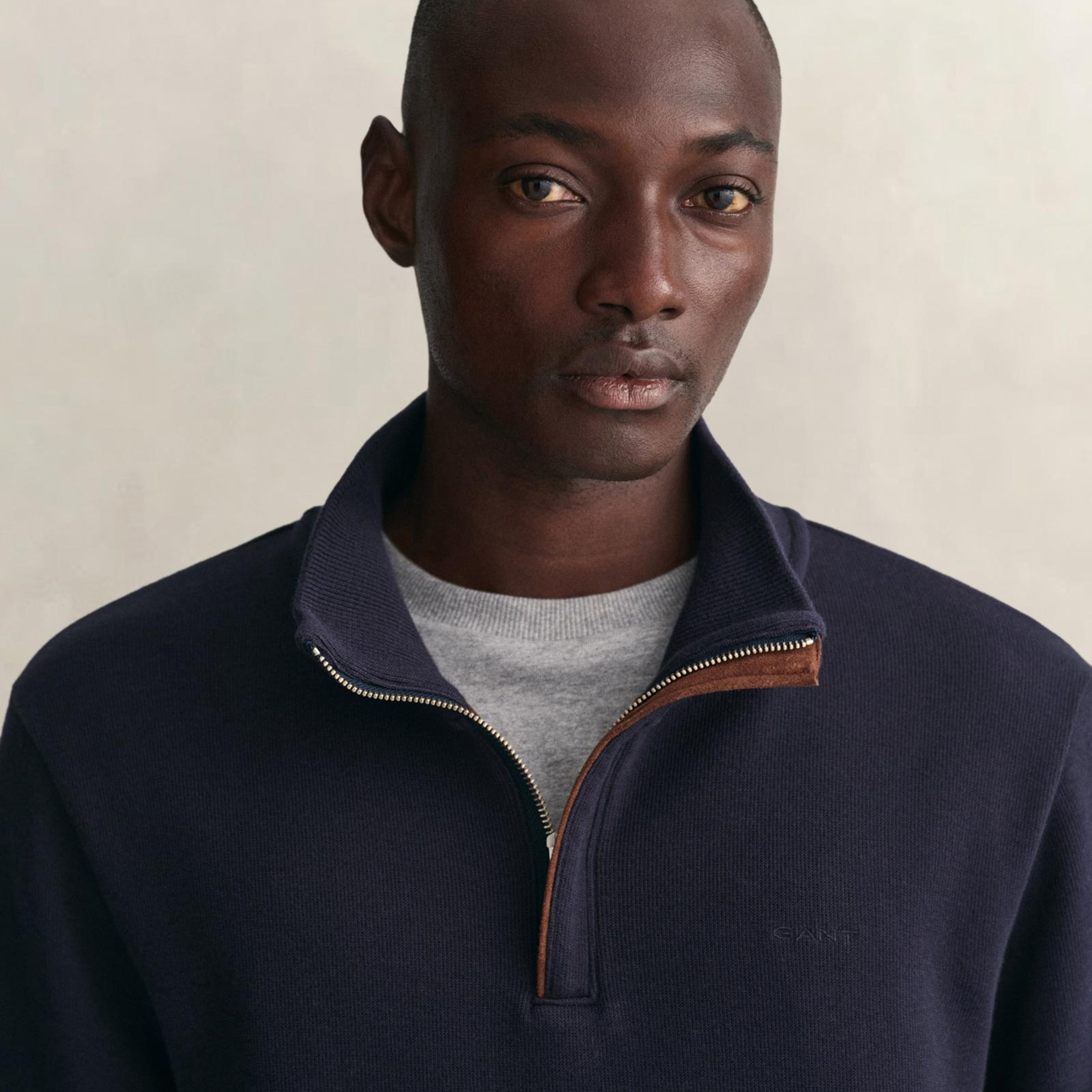 GANT Erkek Lacivert Regular Fit Yarım Fermuarlı Sweatshirt